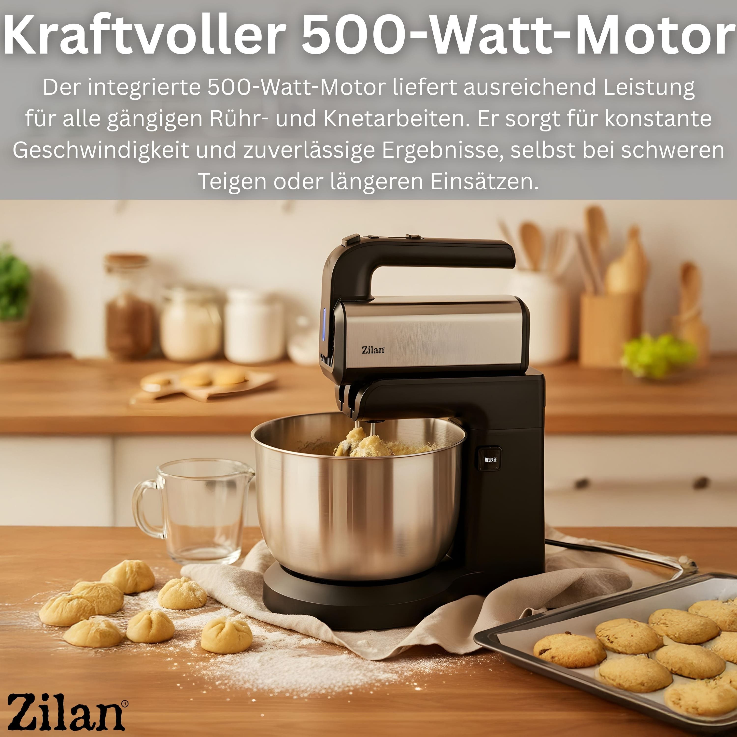 Zilan Handmixer ZLN-2952, 500 W, Gehäuse aus ABS und Edelstahl
