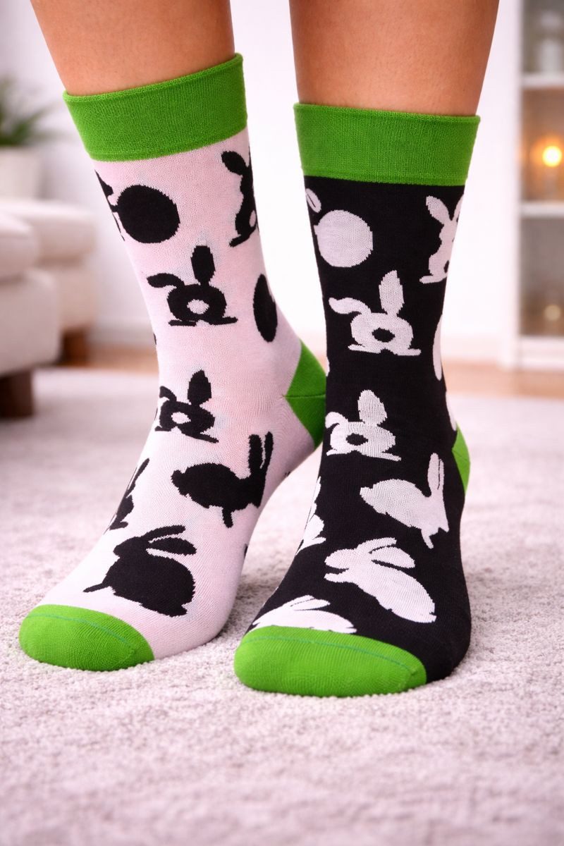 Martinex Socken 1 Paar Freizeitssocken socks mit Hasen lustig nahtlos mit Häschen, Kaninchen, 35 36 37 38 39 40 41 42 43 44 45