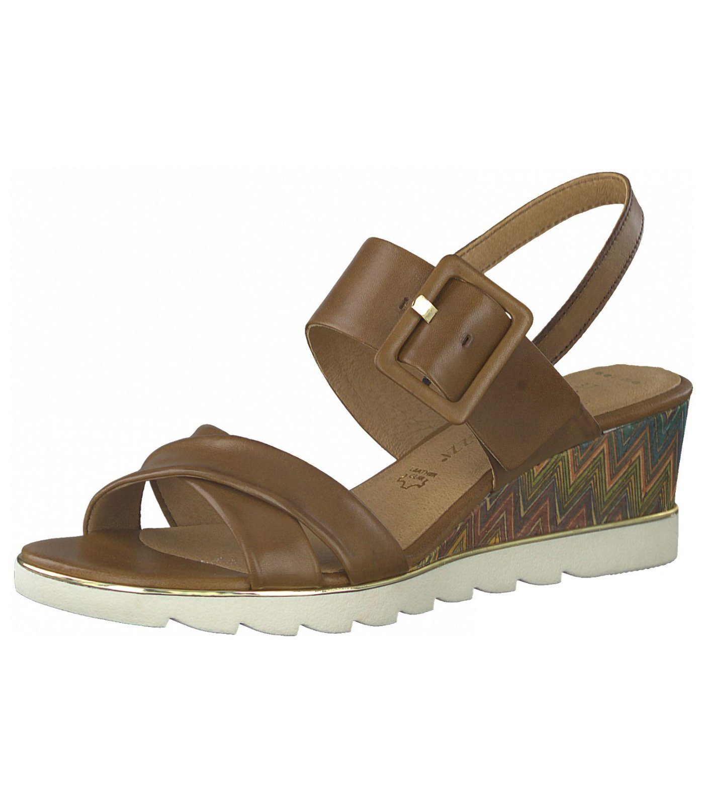 MARCO TOZZI Sandalen Glattleder Keilsandalette Cognac