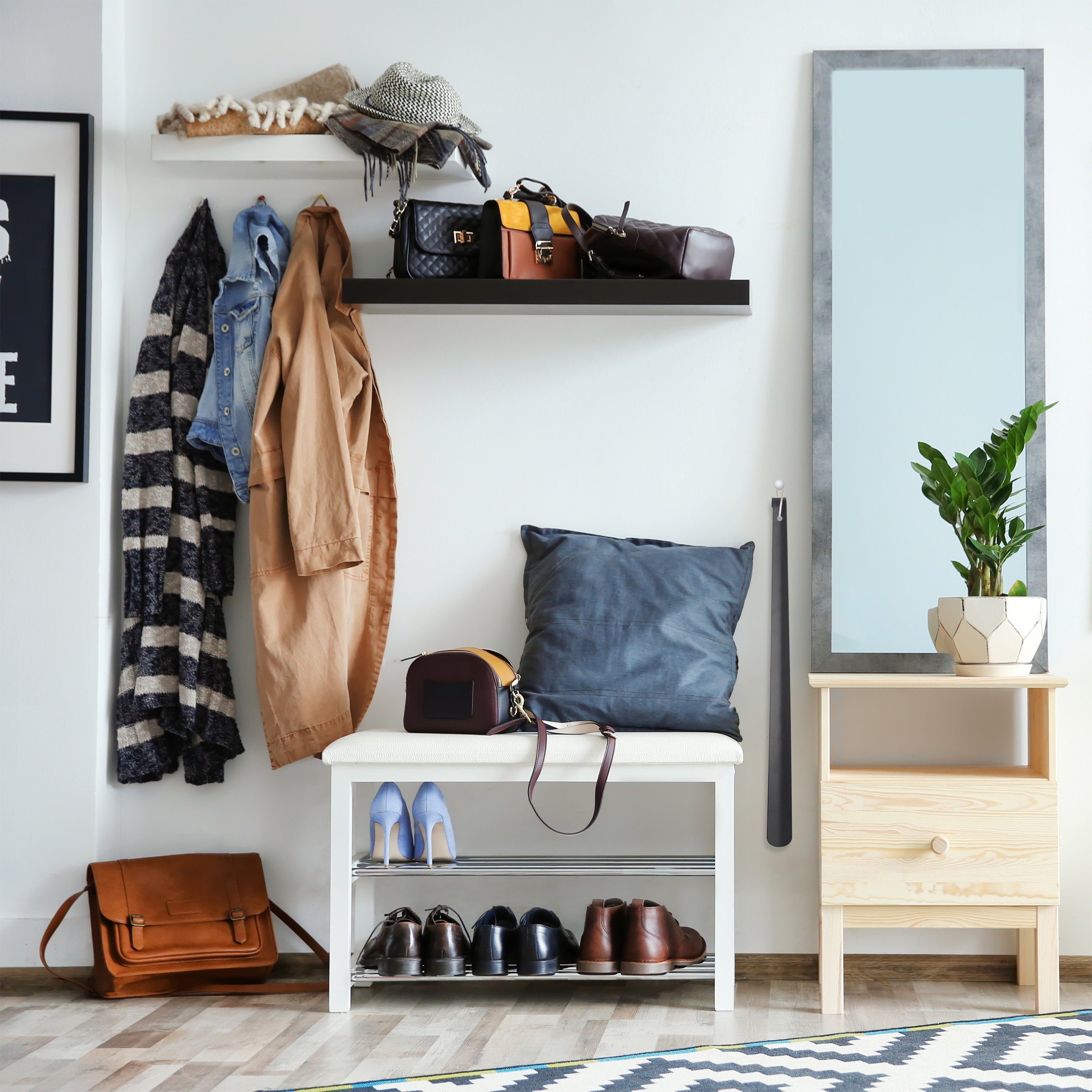 relaxdays Schuhlöffel Metall schwarz