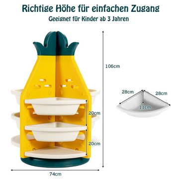 COSTWAY Bücherregal Spielzeugregal, mit 8 Boxen & 4 Regalen, 360° drehbar