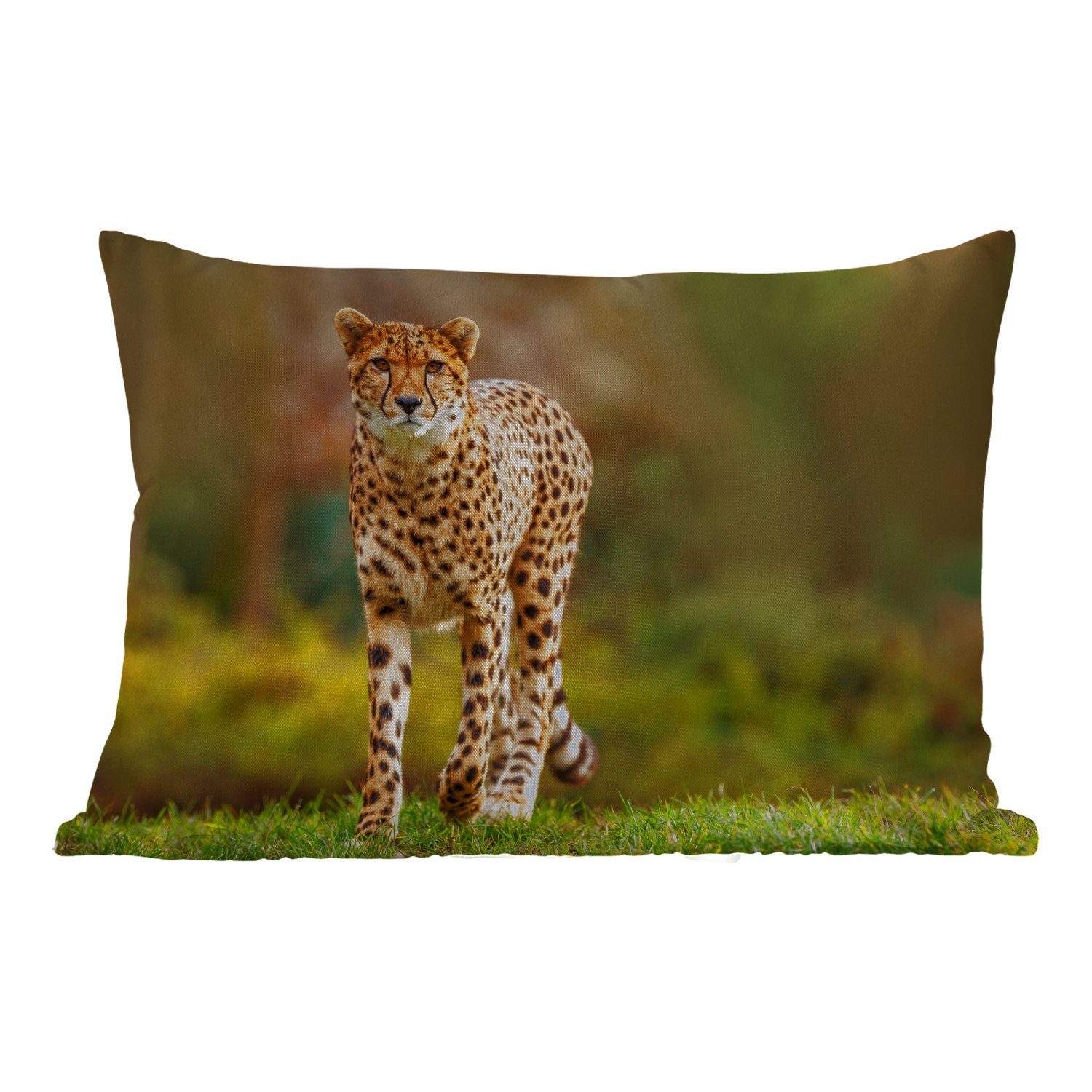 MuchoWow - Natur, Gras Polyester, Dekokissenbezug, Outdoor-Dekorationskissen, Leopard - Wildtiere Dekokissen Kissenhülle -