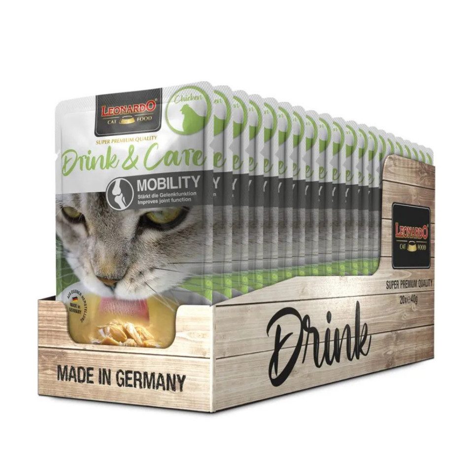 Leonardo Catfood Drink Care Mobility - zur Förderung der Gelenkfunktion 20x40g, Nassfutter für: Katzen