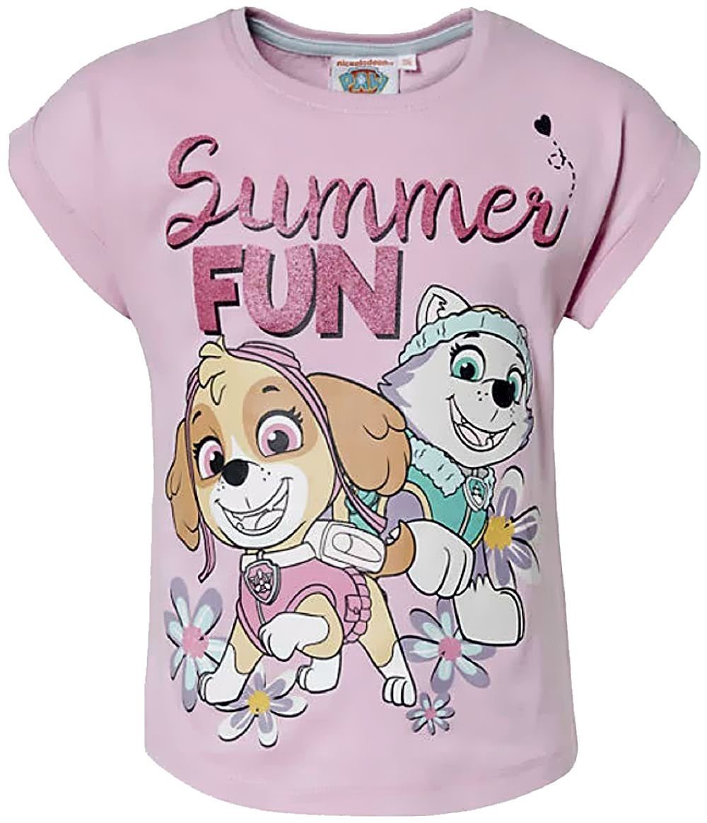 PAW PATROL T-Shirt PAW PATROL Mädchen T-Shirt Rosa, hellblau hellgrau Gr.98 104 110 116 128 Kinder 2 3 4 5 6 7 8 9 10 Jahre