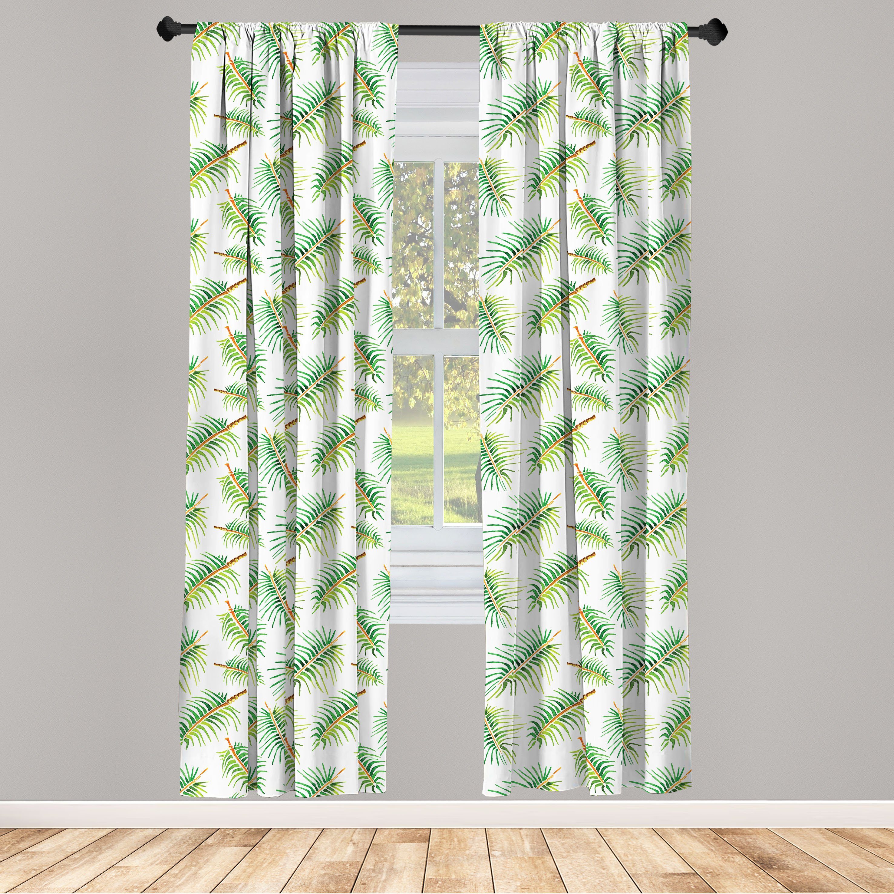 Gardine Vorhang für Wohnzimmer Schlafzimmer Dekor, Abakuhaus, Microfaser, Botanisch Tropical Aquarell Palm