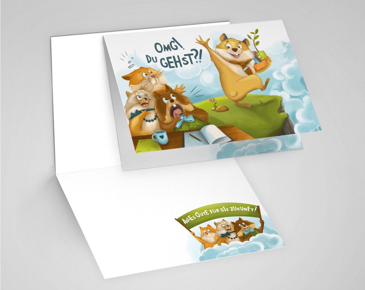 JUNAPACK Abschiedskarte mit Umschlag XXL A4 lustige Klappkarte Jobwechsel Kündigung Kollegen, Witzige A4-Klappkarte mit UV-Lack, viel Platz und passendem Umschlag