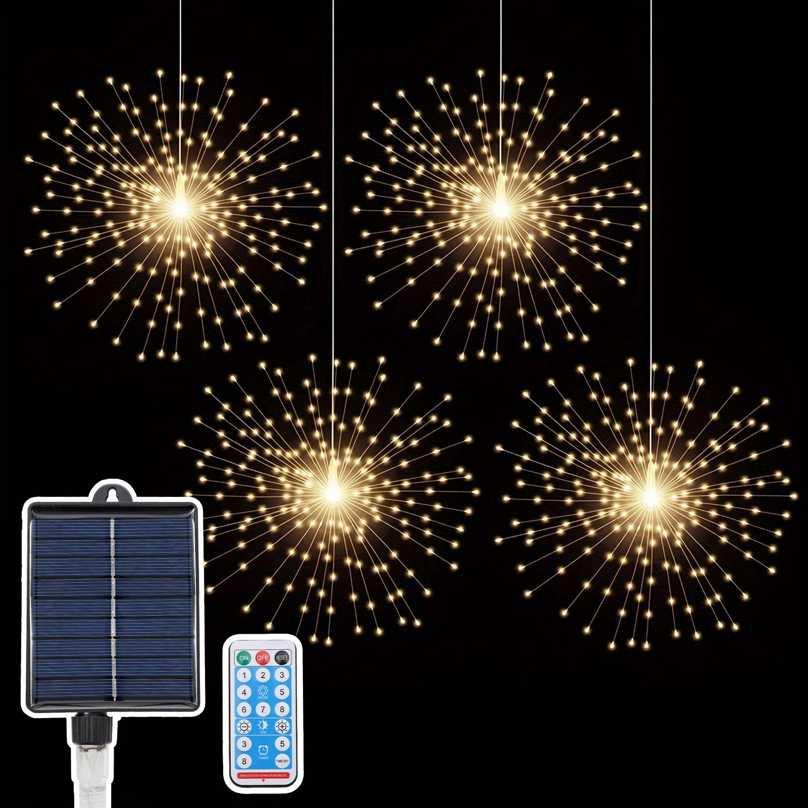 LED Solarleuchte 4er Solarleuchte Feuerwerk Lichterkette Wasserdicht Solarlichter