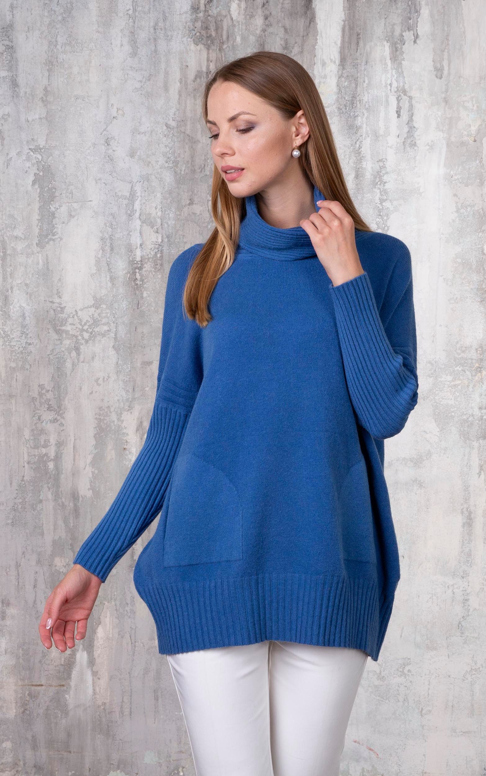 Passioni Rollkragenpullover Lang mit Vordertaschen günstig online kaufen