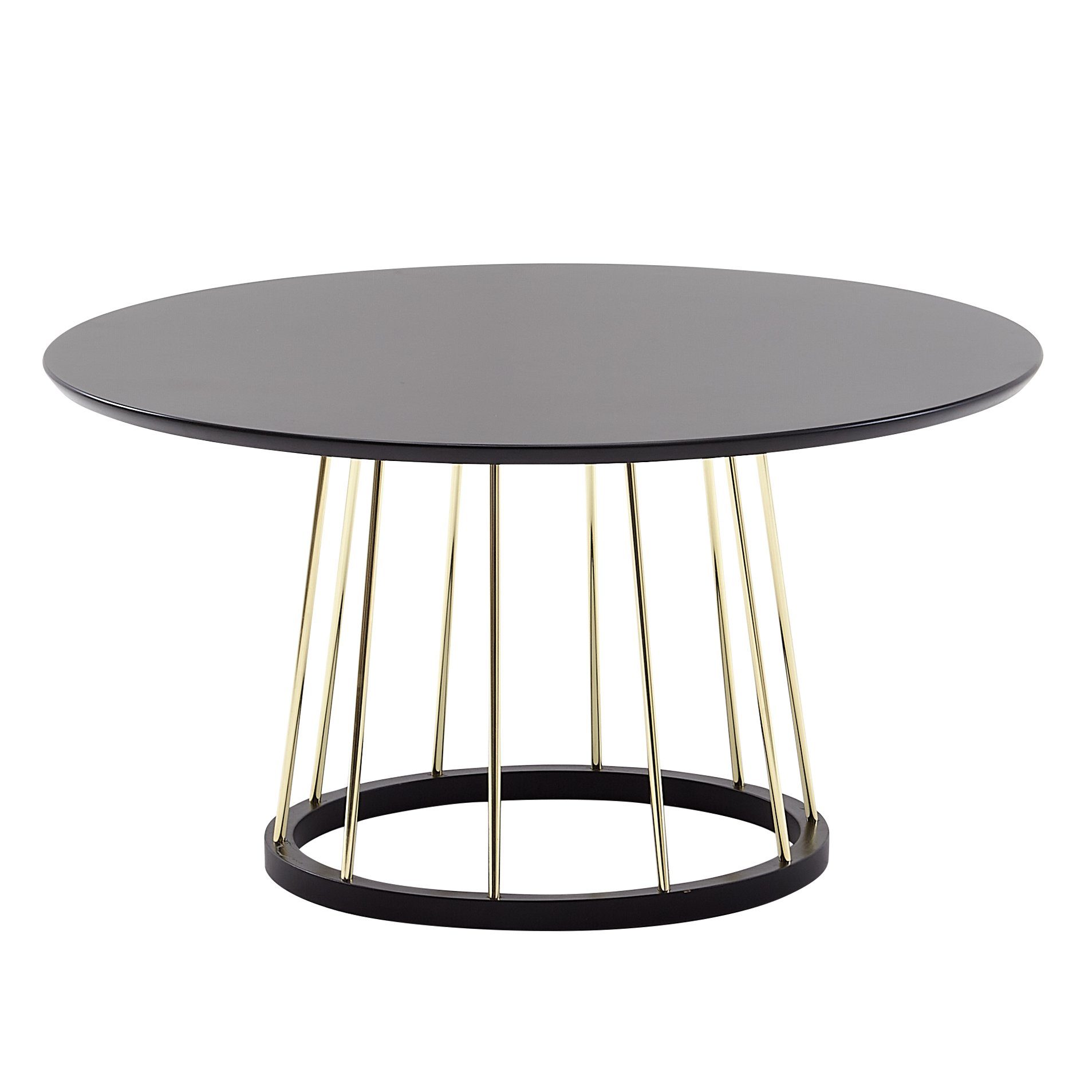 Wohnling Couchtisch WL6.489 (80x80x42 cm Schwarz Gold, Sofatisch Rund), Design Kaffeetisch, Wohnzimmertisch Modern