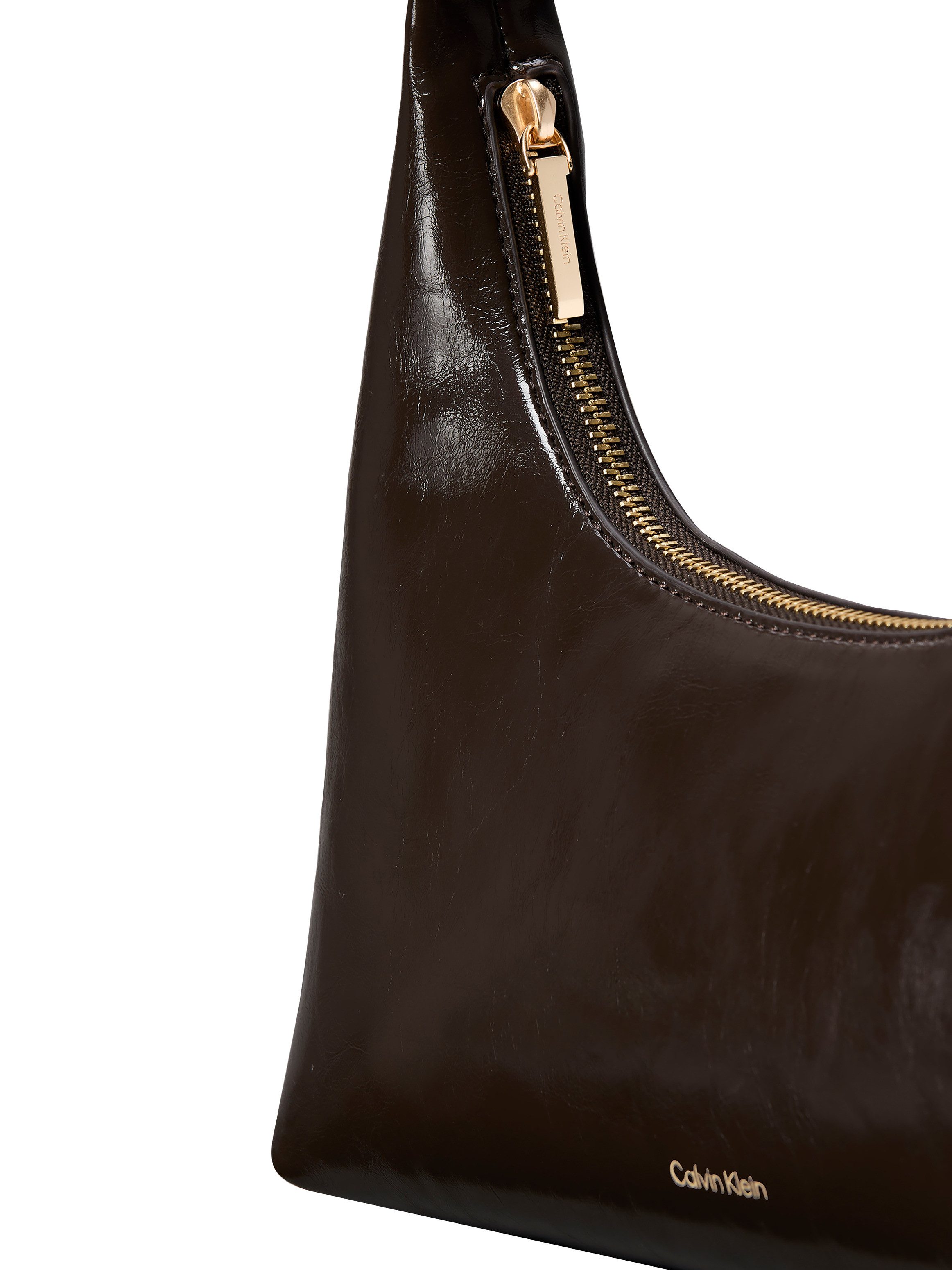 Calvin Klein Schultertasche FOIL LOGO GLOSSY CONV SHOULDER B, Damen Handtasche, Umängetasche mit Reißverschluss