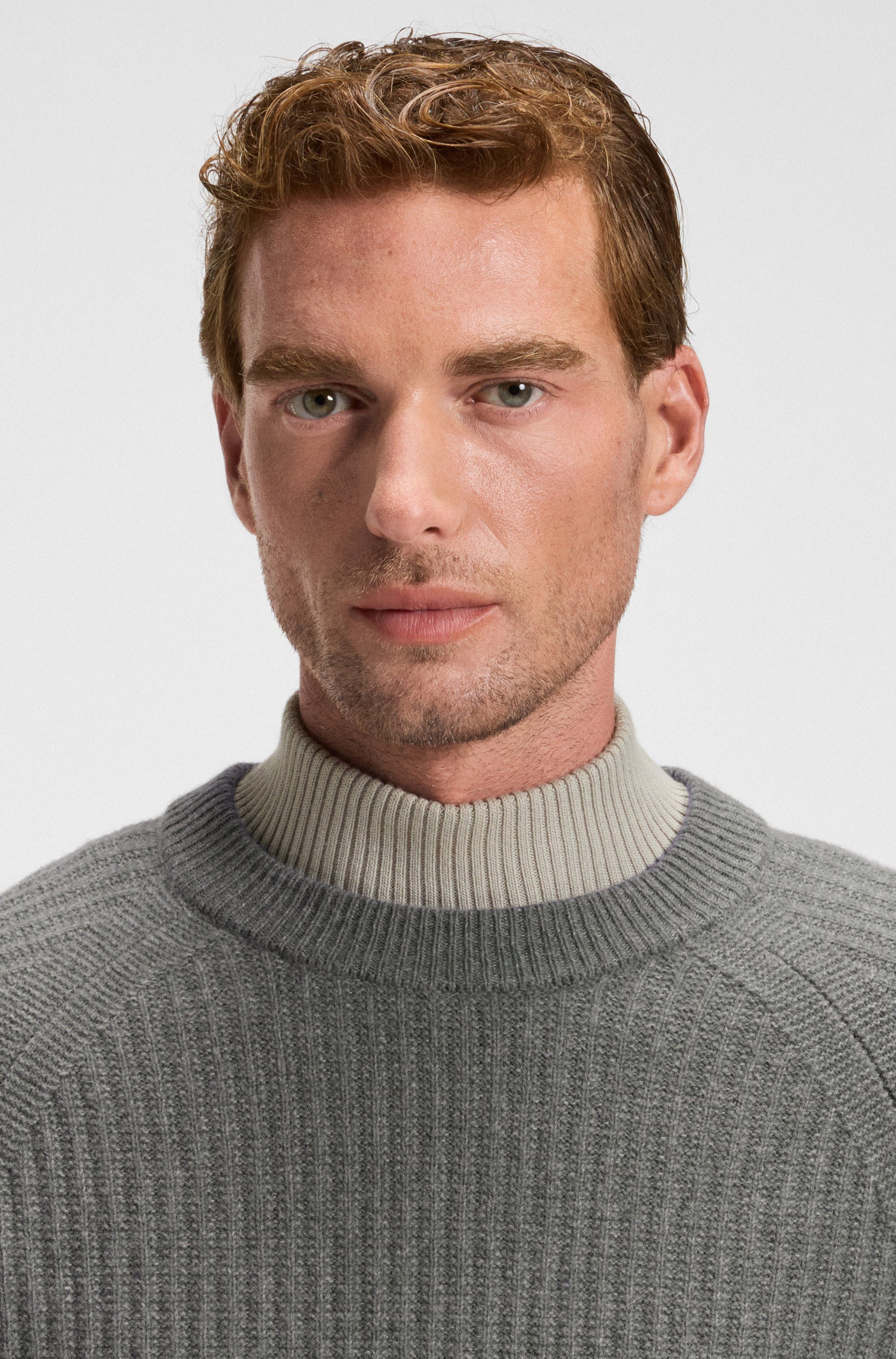 BOSS ORANGE Strickpullover Klacier Rundhalsausschnitt, Relaxed Fit, Rippstrick
