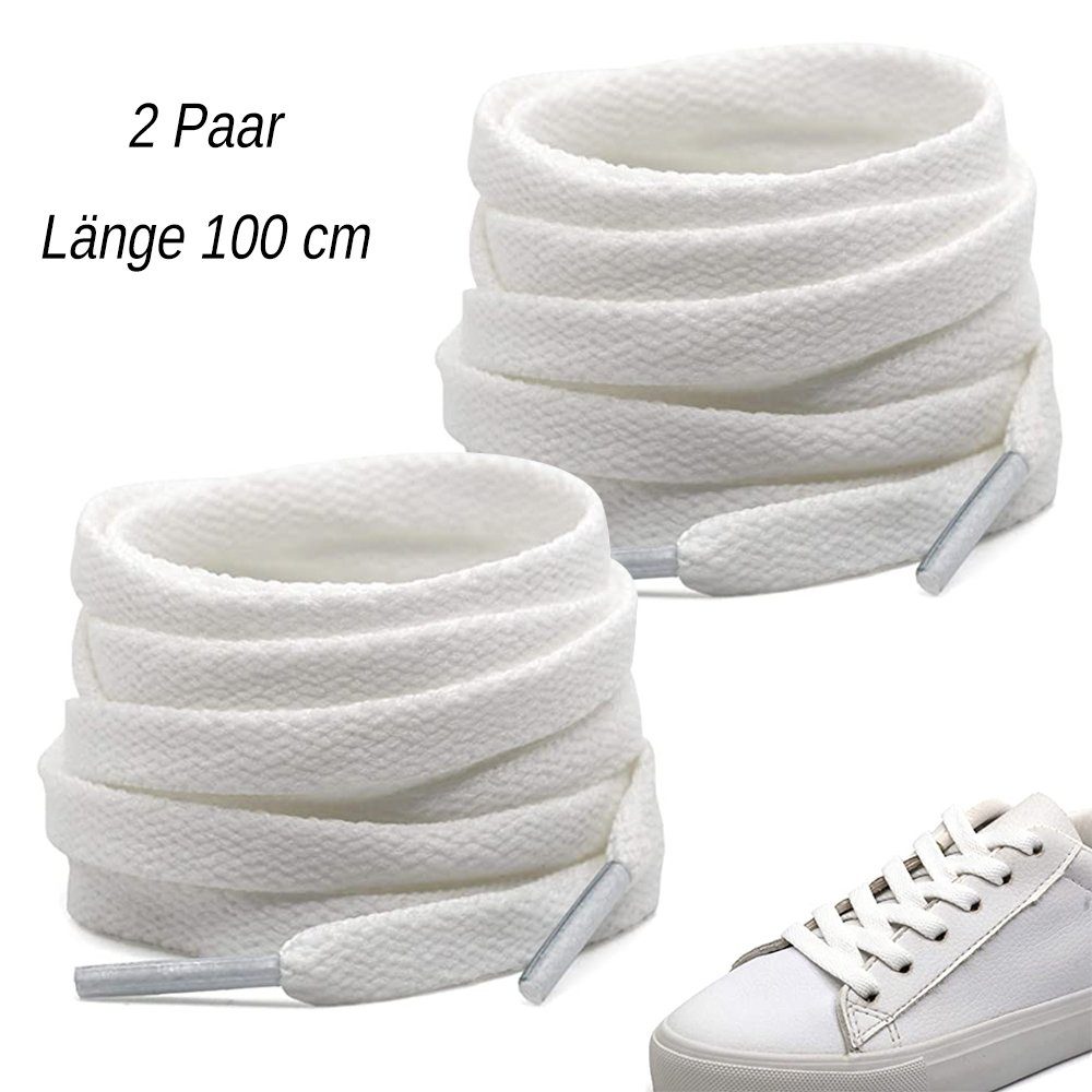 Lubgitsr Schnürsenkel 2 Paar Flache Schnürsenkel Ersatz-Schuhbänder für Sportschuhe Weiß | Schnürsenkel
