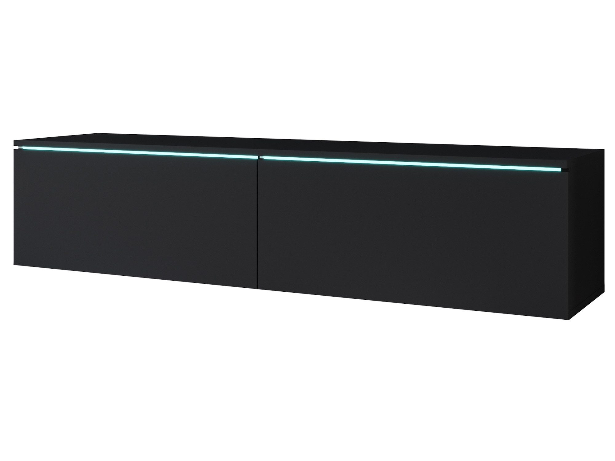 Feldmann-Wohnen Lowboard Lowboard D (2 Klappen, hängend & stehend montierbar, 1 St., moderne Optik, grifflos, ABS-Kanten), 140x33x30cm schwarz