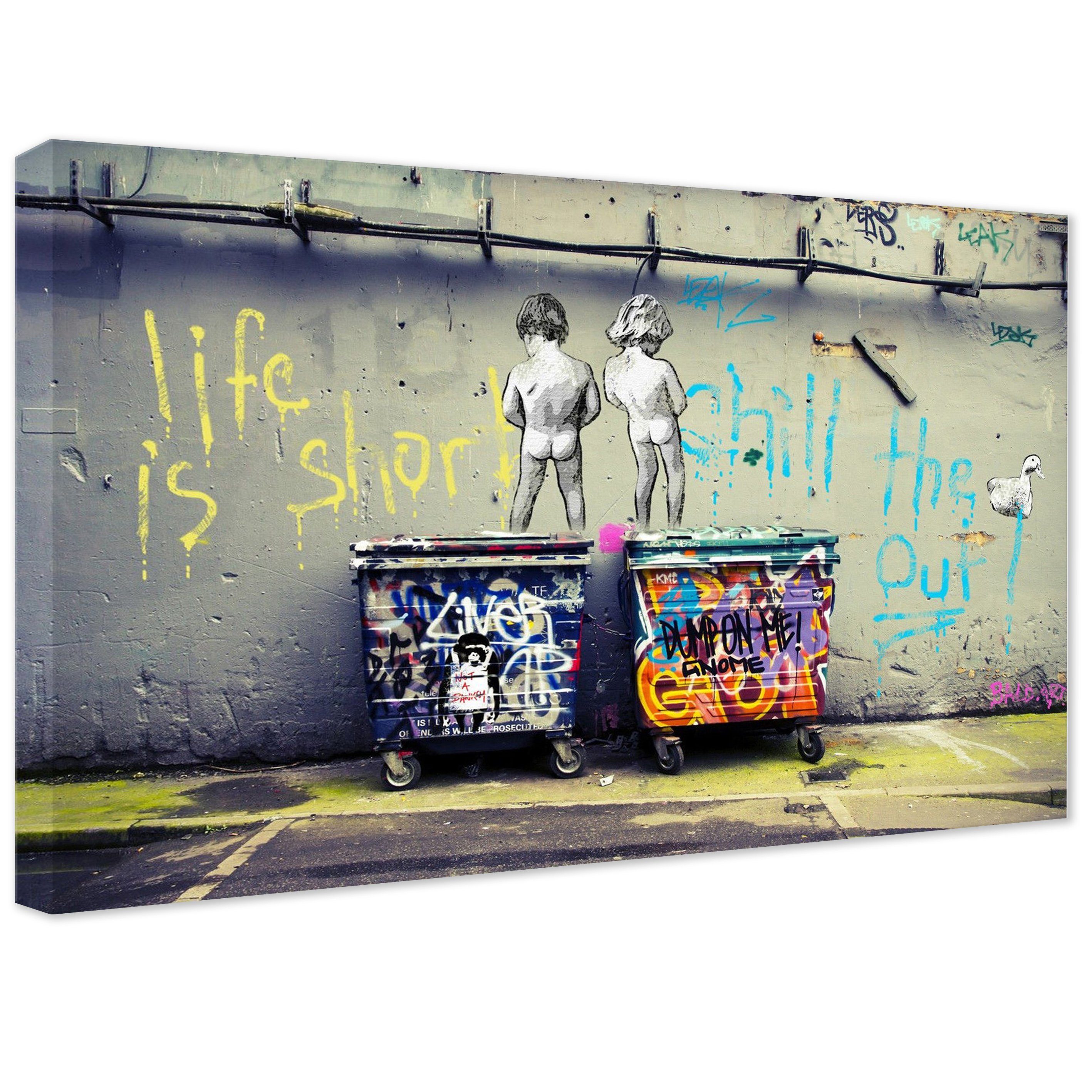 Leinwando Gemälde Banksy Bilder Leinwand Life is short / Leinwandbild günstig online kaufen