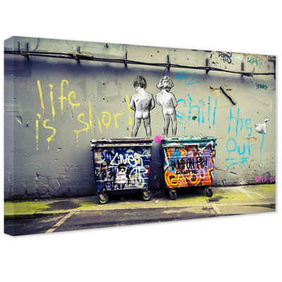 Leinwando Gemälde Banksy Bilder Leinwand Life is short / Leinwandbild