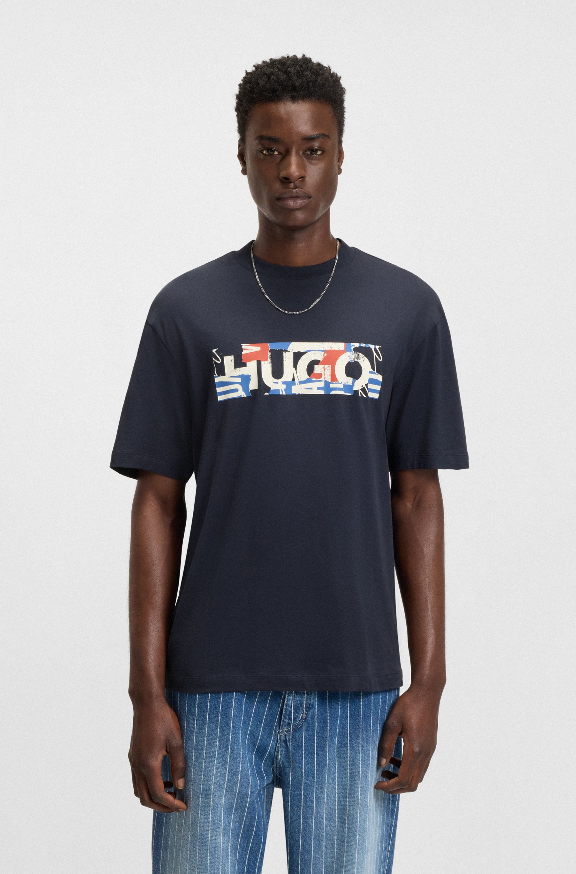 HUGO Blue T-Shirt Nugix mit grafischem Logo-Druck günstig online kaufen