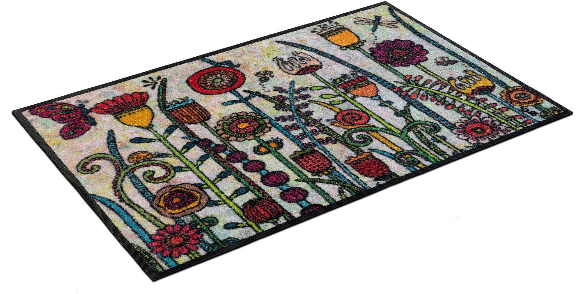 Fußmatte Sonnentag, wash+dry by Kleen-Tex, rechteckig, Höhe: 7 mm, Schmutzfangmatte, Motiv Blumen, In- und Outdoor geeignet, waschbar | Fußmatten