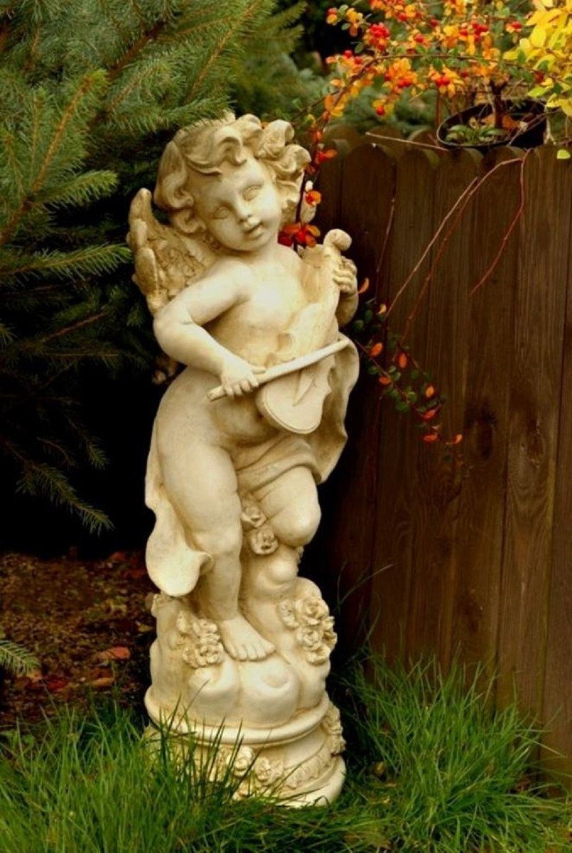 Casa Padrino Skulptur / - & x Skulptur x Deko Jugendstil H. Beige 32 cm 28 Garten Gartendeko Accessoires Figur 81 Terrassen Garten Deko Engel Sandfarben 