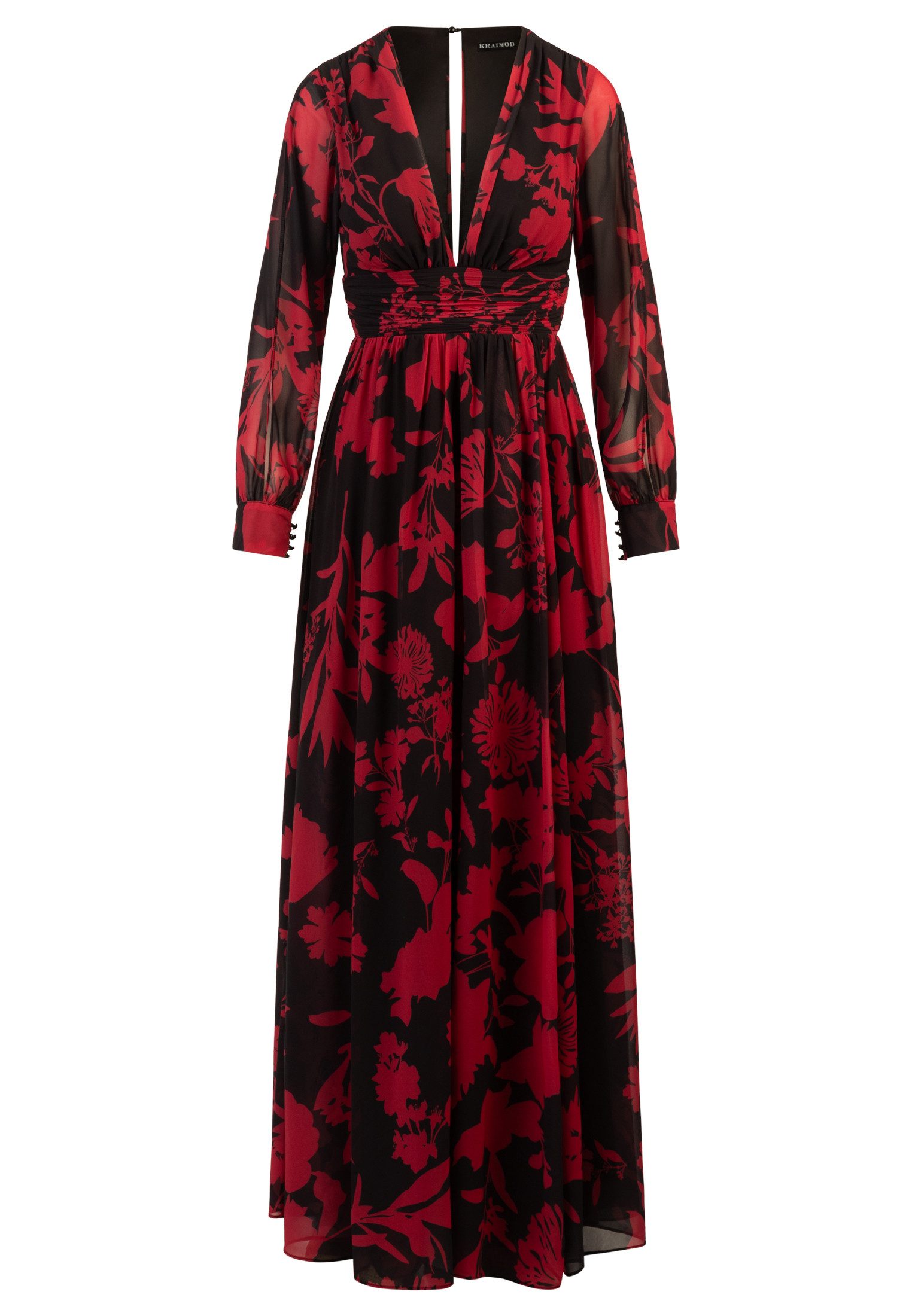 Kraimod Abendkleid mit V-Ausschnitt und langen Ärmeln