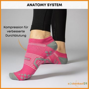 sockenkauf24 Laufsocken low Cut Sportsocken für Herren & Damen Laufsocken kurz (Weiß/Anthrazit/Pink, 3-Paar, 47-50) Atmungsaktive Running Socks 50203P WP