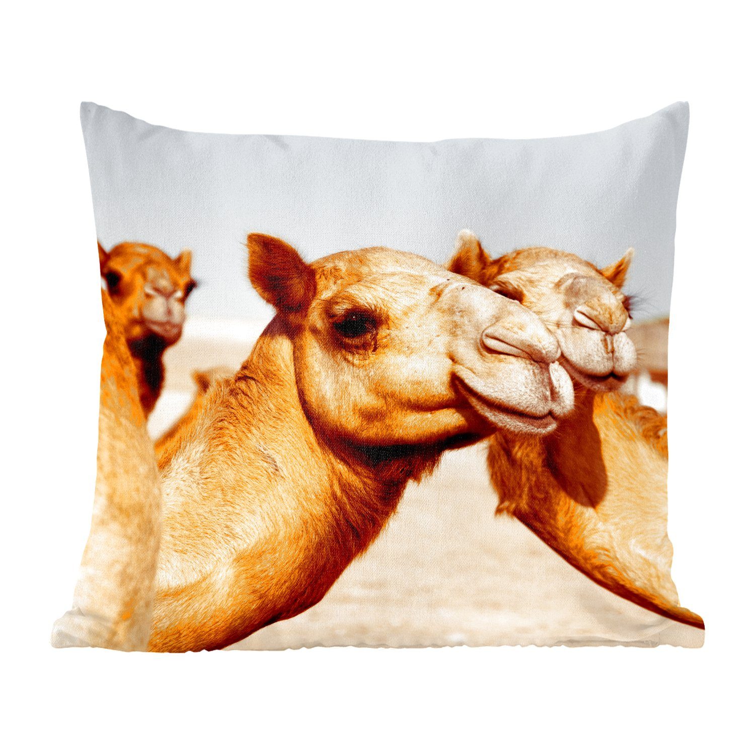 Deko, Zierkissen Dekokissen Ebene auf Schlafzimmer, Dubai, für Kamele sandigen mit Sofakissen in Wohzimmer, einer MuchoWow Füllung