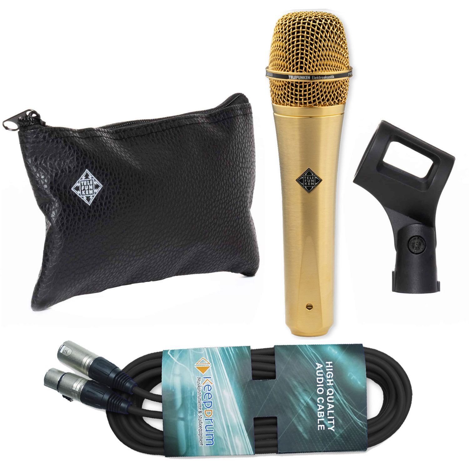 Telefunken Elektroakustik Mikrofon Telefunken Mikrofon M80 Satin Gold mit XLR-Kabel (Superniere), Vorteils-Set mit XLR-Kabel