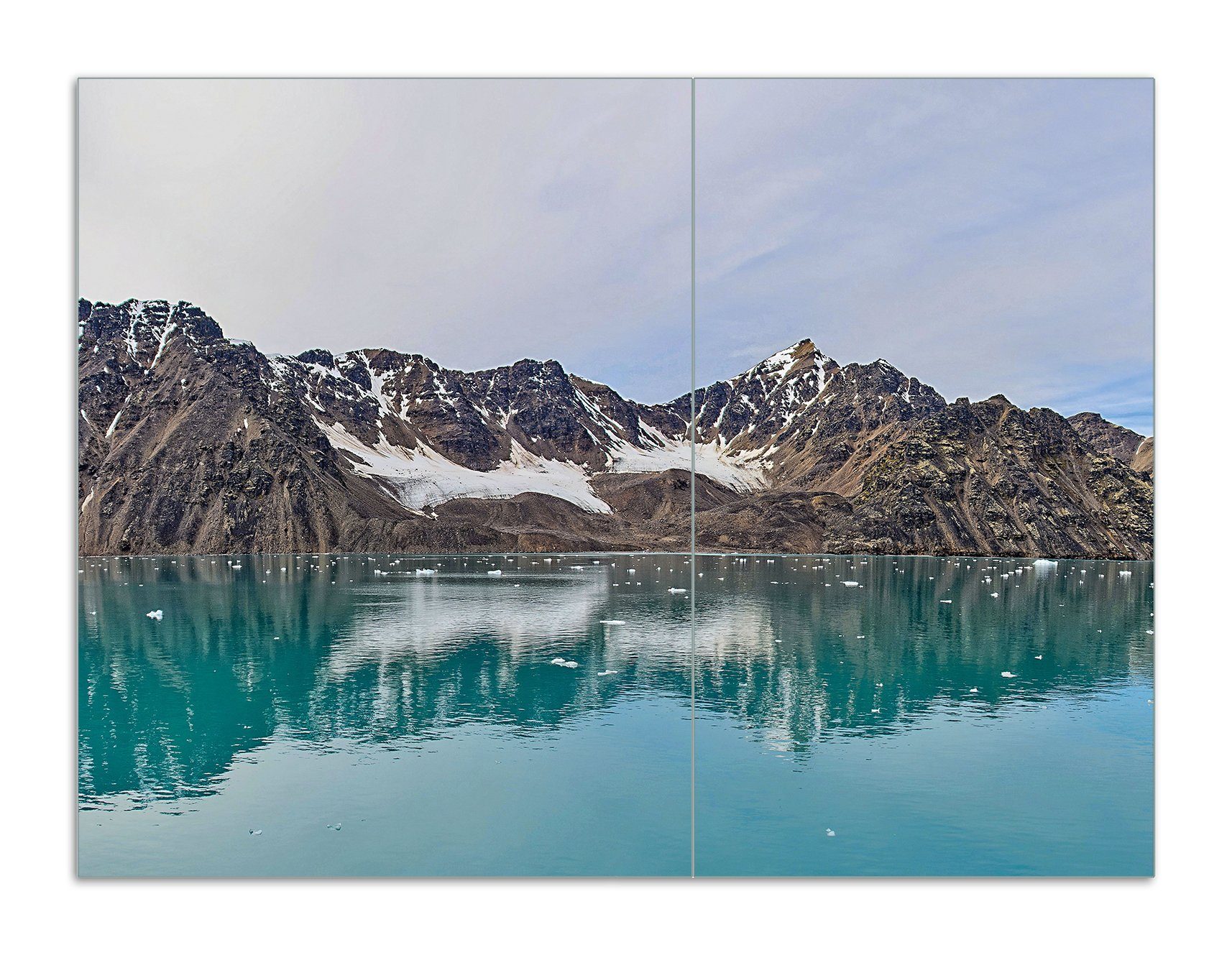 5mm Berge Wallario (Glasplatte, 2 inkl. ESG-Sicherheitsglas, Noppen), arktischen verschiedene Größen tlg., Herd-Abdeckplatte im Meer,