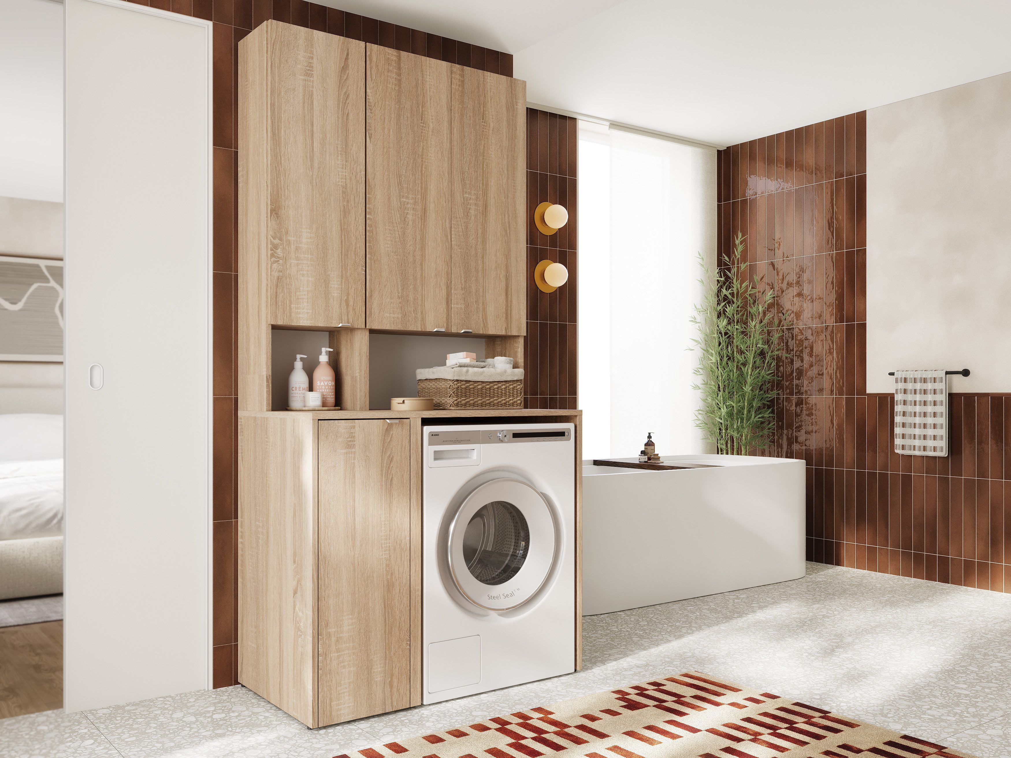 Platan Room Badezimmer-Set Waschmaschinenschrank 65 cm günstig online kaufen