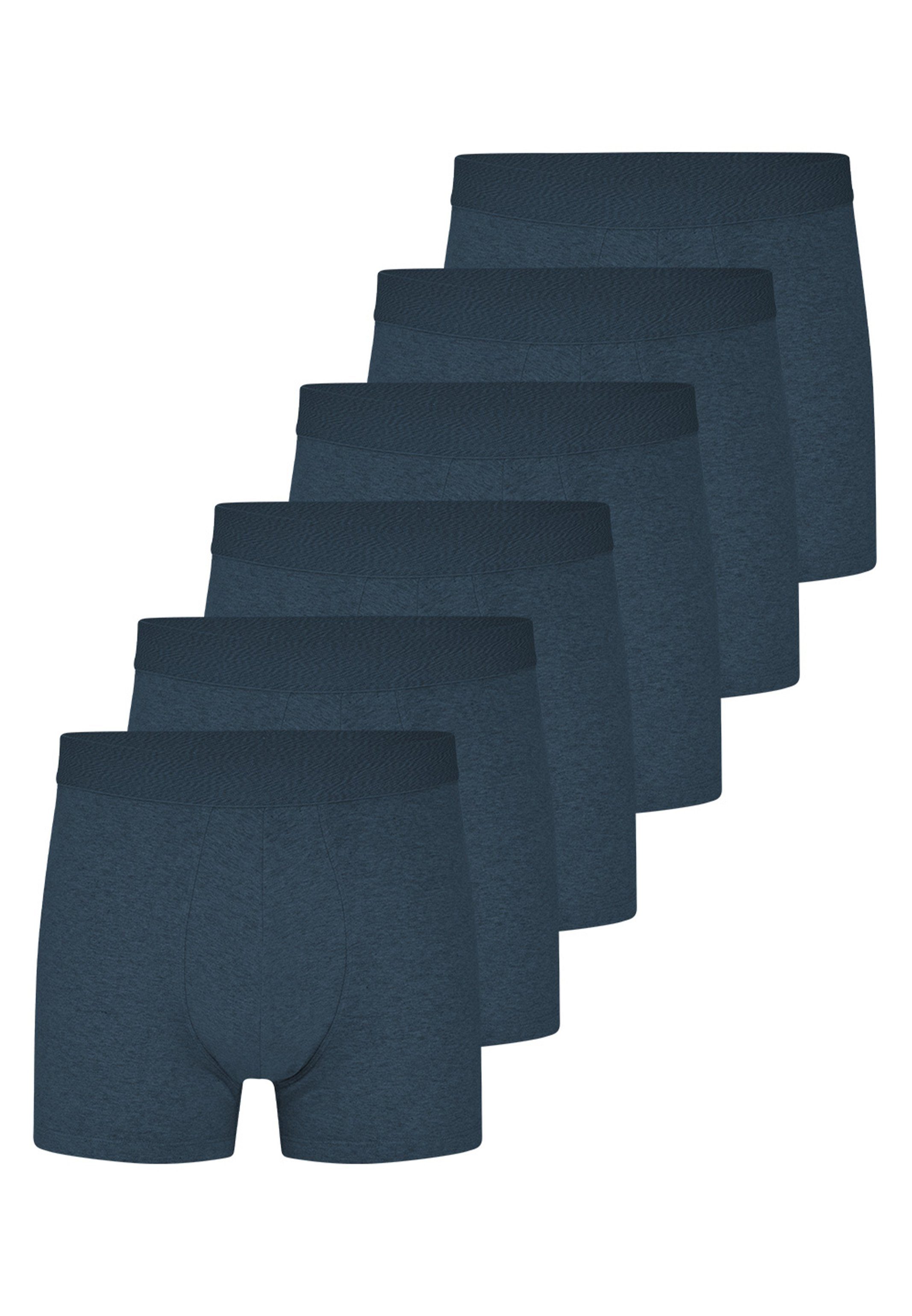 Almonu Retro Boxer 6er Pack Organic Cotton - Melange (Spar-Set, 6-St) Retro Short / Pant - Baumwolle - Ohne Eingriff - Jeans Melange | Boxer anliegend