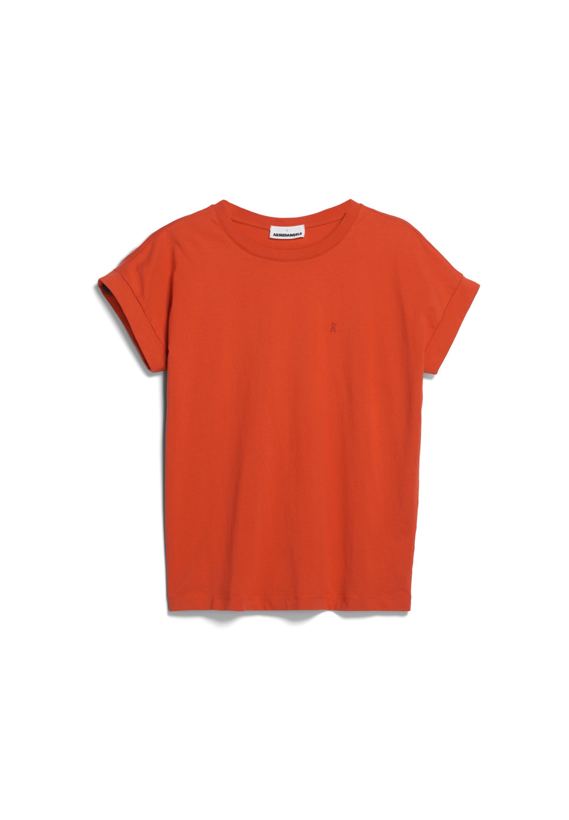 (1-tlg) red Fit IDAARA empty Damen T-Shirt Armedangels aus Loose T-Shirt Bio-Baumwolle emergency