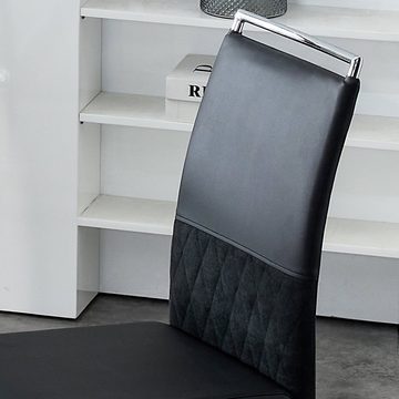 REDOM Freischwinger PU-Kunstleder & Leinen Rückenlehne, hoher gepolsterter Stuhl, . (2 St)