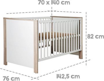roba® Babyzimmer-Komplettset Olaf, (Set, 3-St., Kinderbett, Wickelkommode, Kleiderschrank), mit Kinderbett, Schrank und Wickelkommode