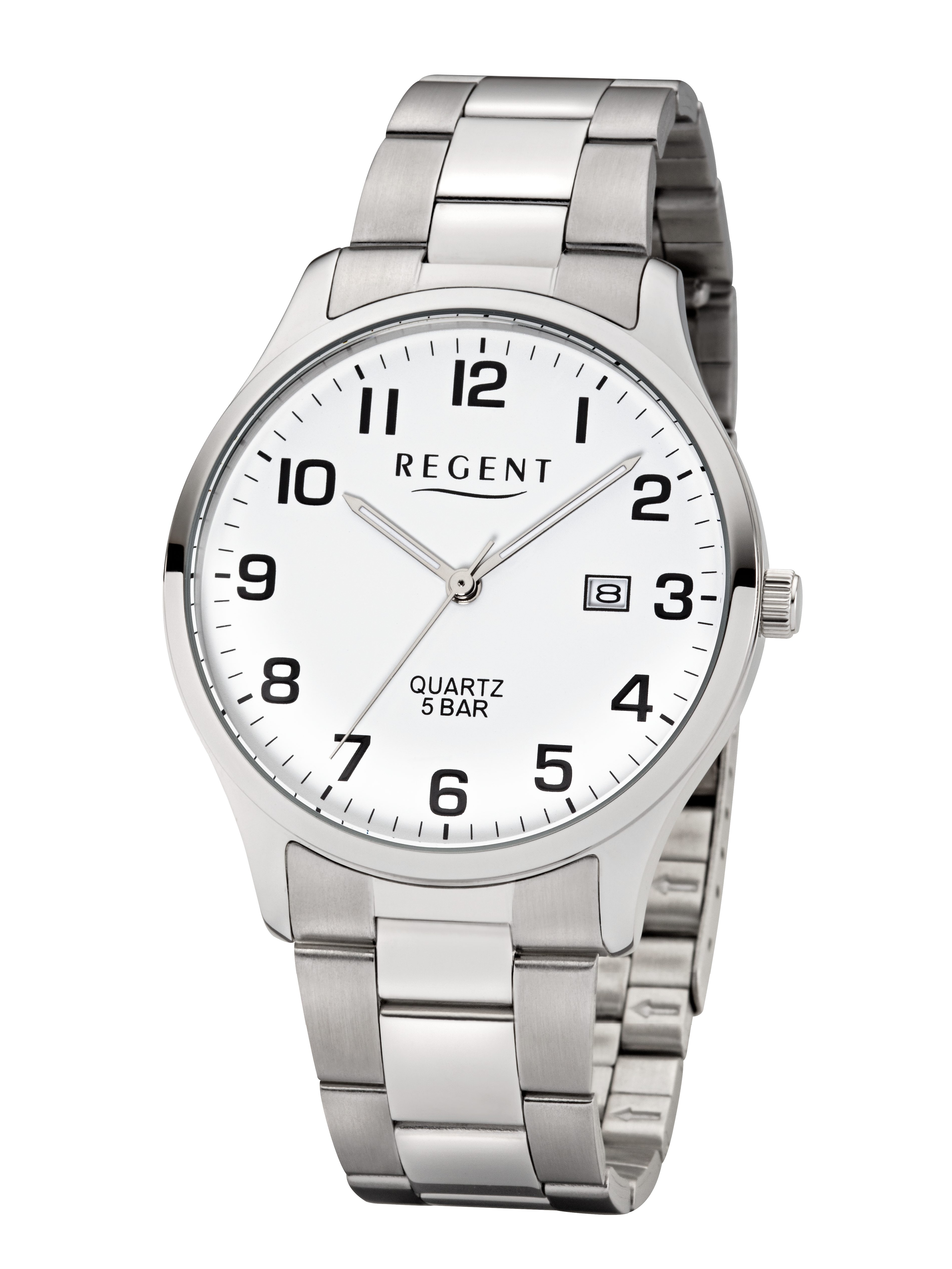 Regent Quarzuhr F-1178 - 1855.44.99, Armbanduhr, Herrenuhr, Edelstahlarmband, analog, Tag