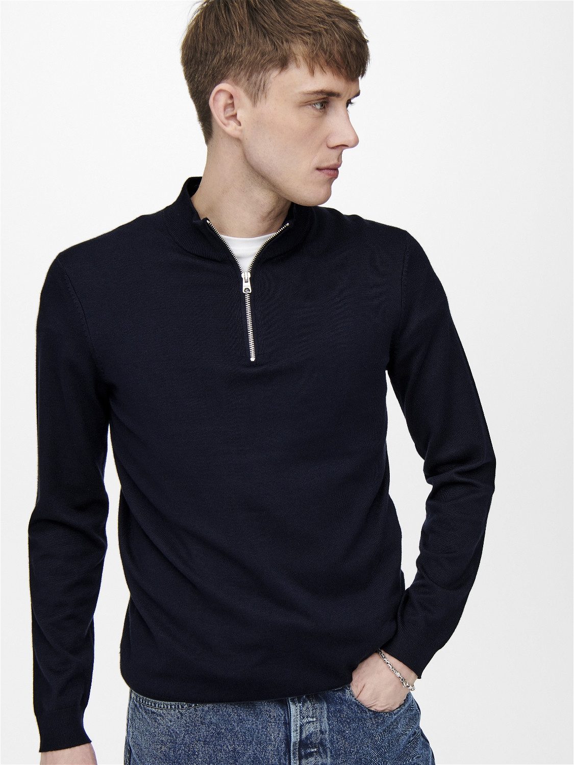 ONLY & SONS Strickpullover ONSWYLER LIFE REG 14 HALF ZIP KNIT NOOS günstig online kaufen