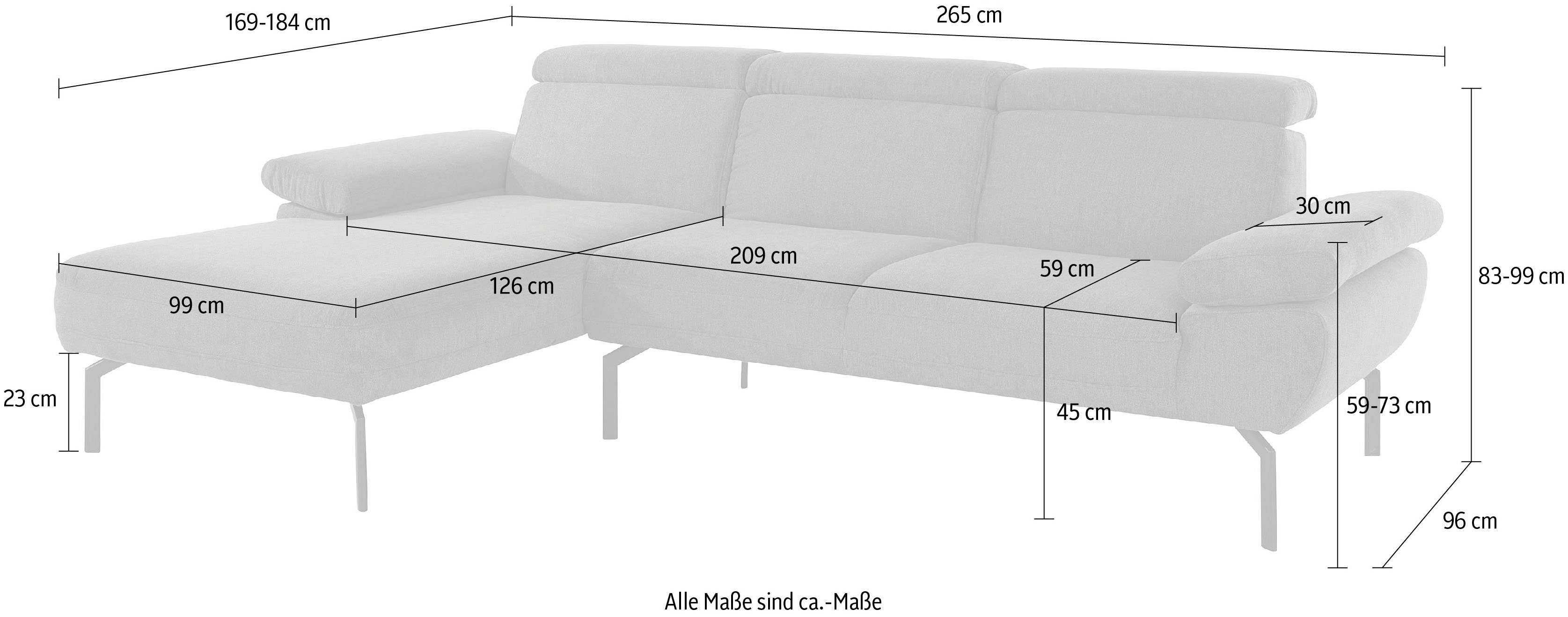 in Lederoptik of Places mit Rückenverstellung, Style Ecksofa wahlweise Luxus-Microfaser Trapino Luxus,