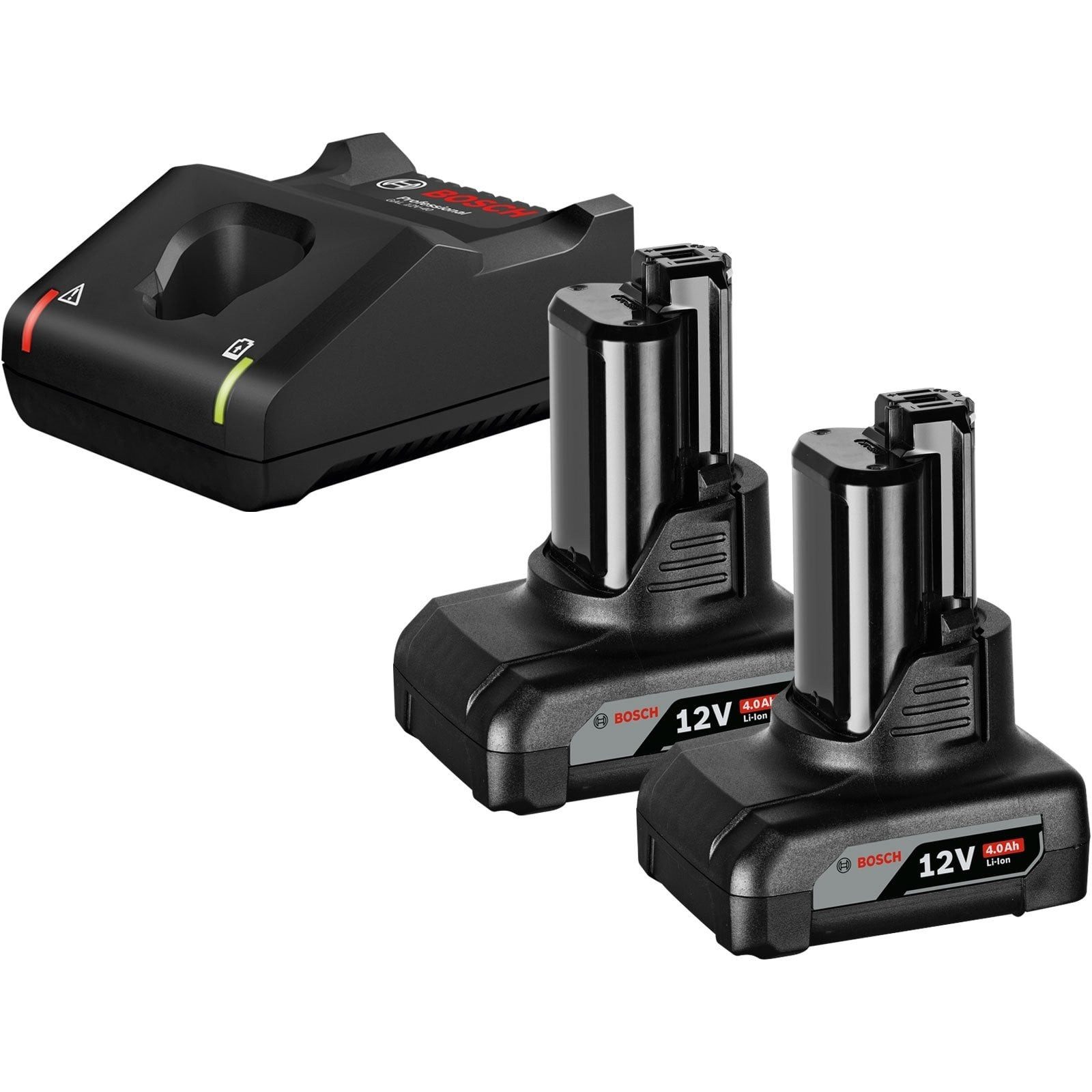 BOSCH Bosch Akku-Starter-Set GBA 12 Volt / 2x 4,0 Ah + Schnellladegerät GAL Werkzeug-Akku-Ladetechnik