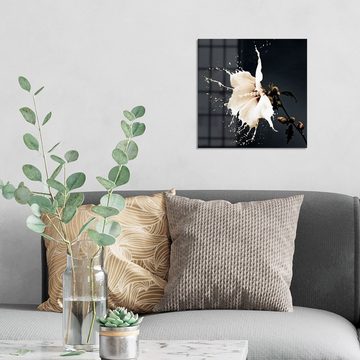 DEQORI Glasbild 'Milchige Blüte', 'Milchige Blüte', Glas Wandbild Bild schwebend modern