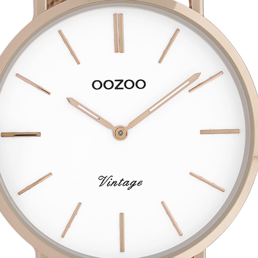 Armbanduhr Herren Oozoo Quarzuhr Analog, rund, Fashion-Style Edelstahlarmband, (ca. groß 44mm) OOZOO roségold Herrenuhr