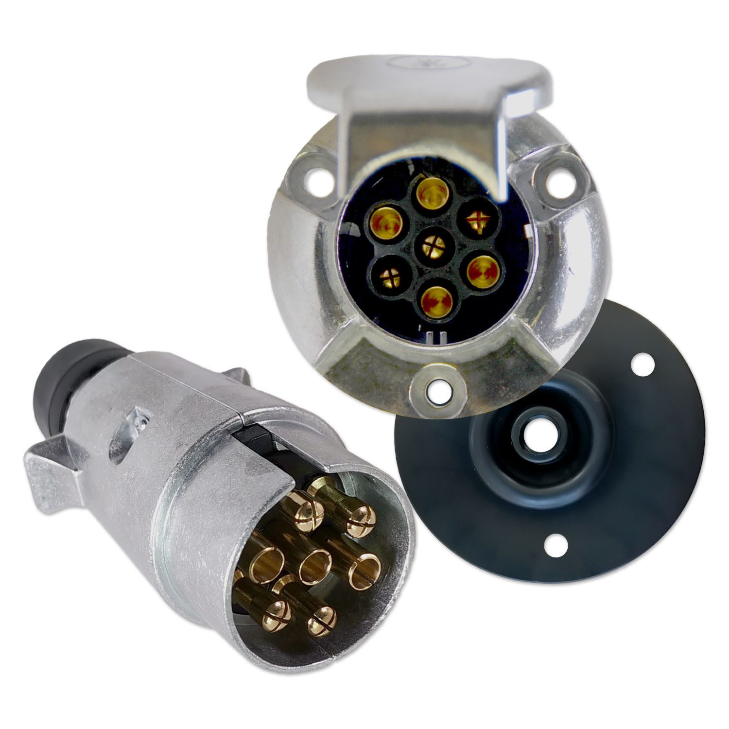 Impulse Innovation Steckdose Anhängersteckersatz, 7-polig, 12V, Aluminium, Stecker & Steckdose