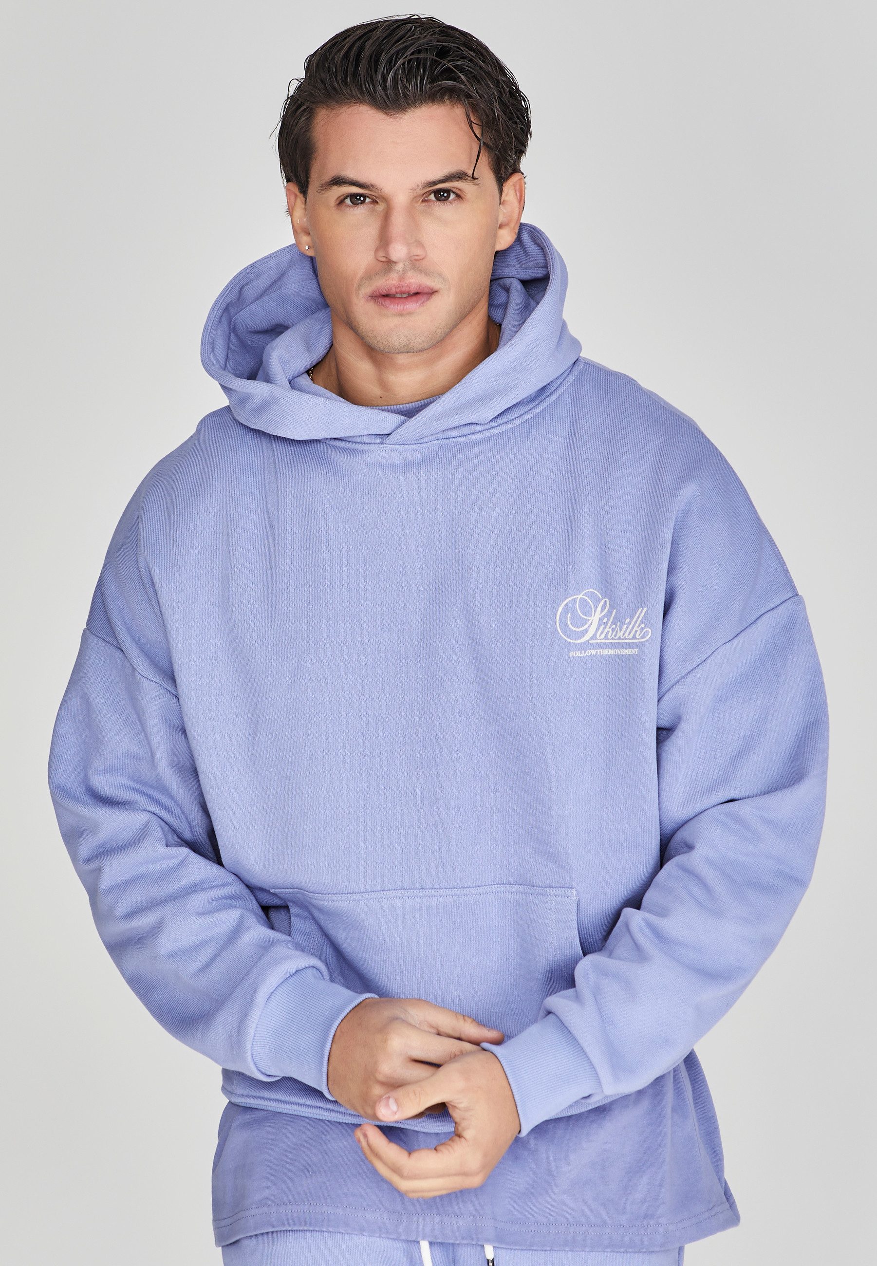 Siksilk Hoodie SikSilk Herren Lila Grafik Kapuzenpullover