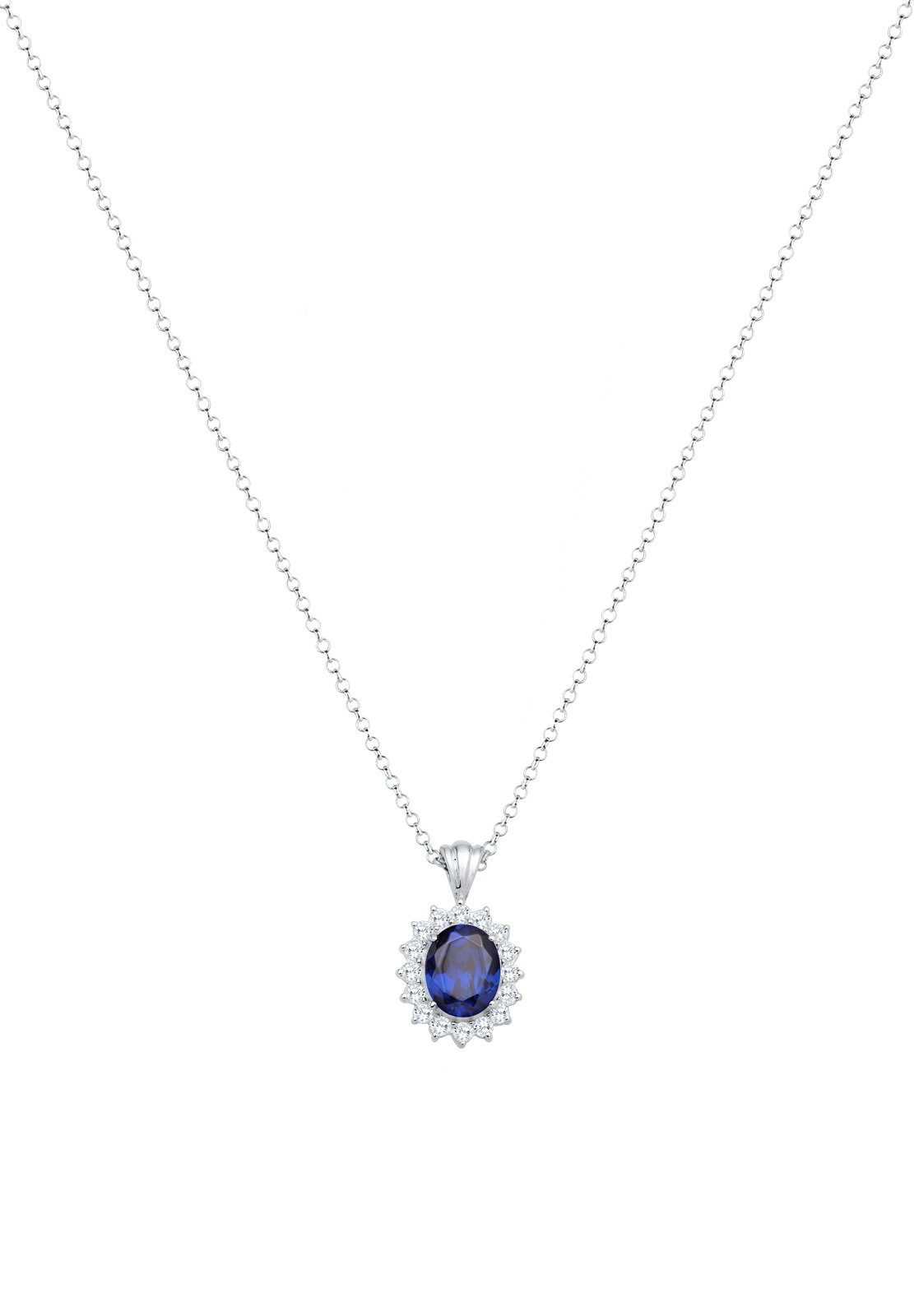 Elli Collierkettchen Zirkonia Synthetischer Saphir Blau 925 Sterling Silber