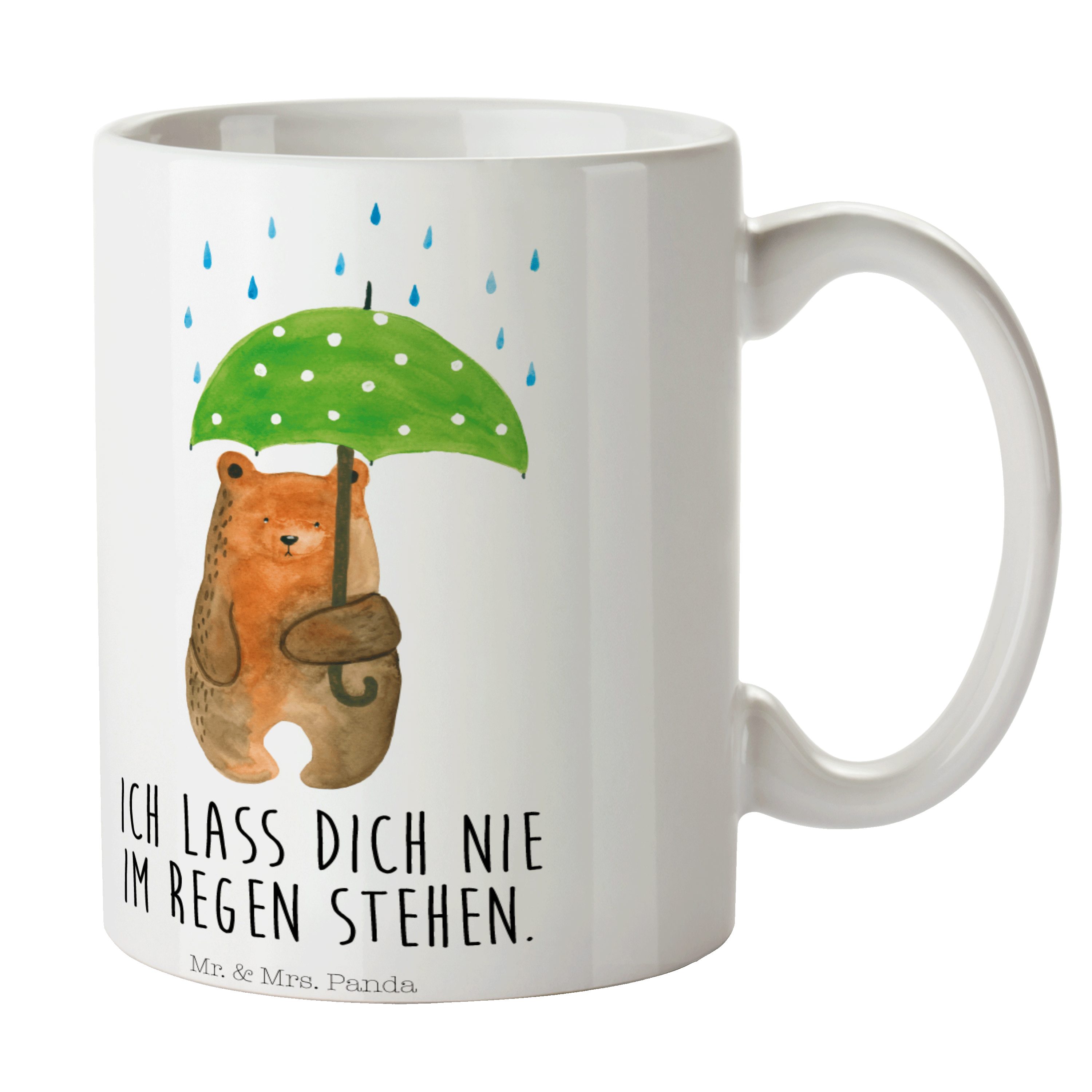 Kaffeebecher, Porzellan, Mr. Geschenk, Bär mit & Tasse - Regenschirm Panda Weiß - Tasse, Keramik Mrs.