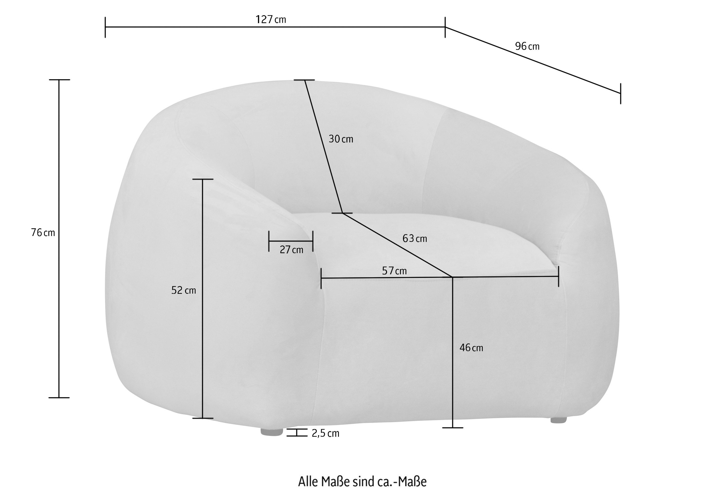 LeGer Home by Lena Gercke Sessel YANI Relaxsessel, Loungesessel, Maße B/T/H: 127/96/76 cm, organische Form, mit Wellenunterfederung, auch in Bouclé