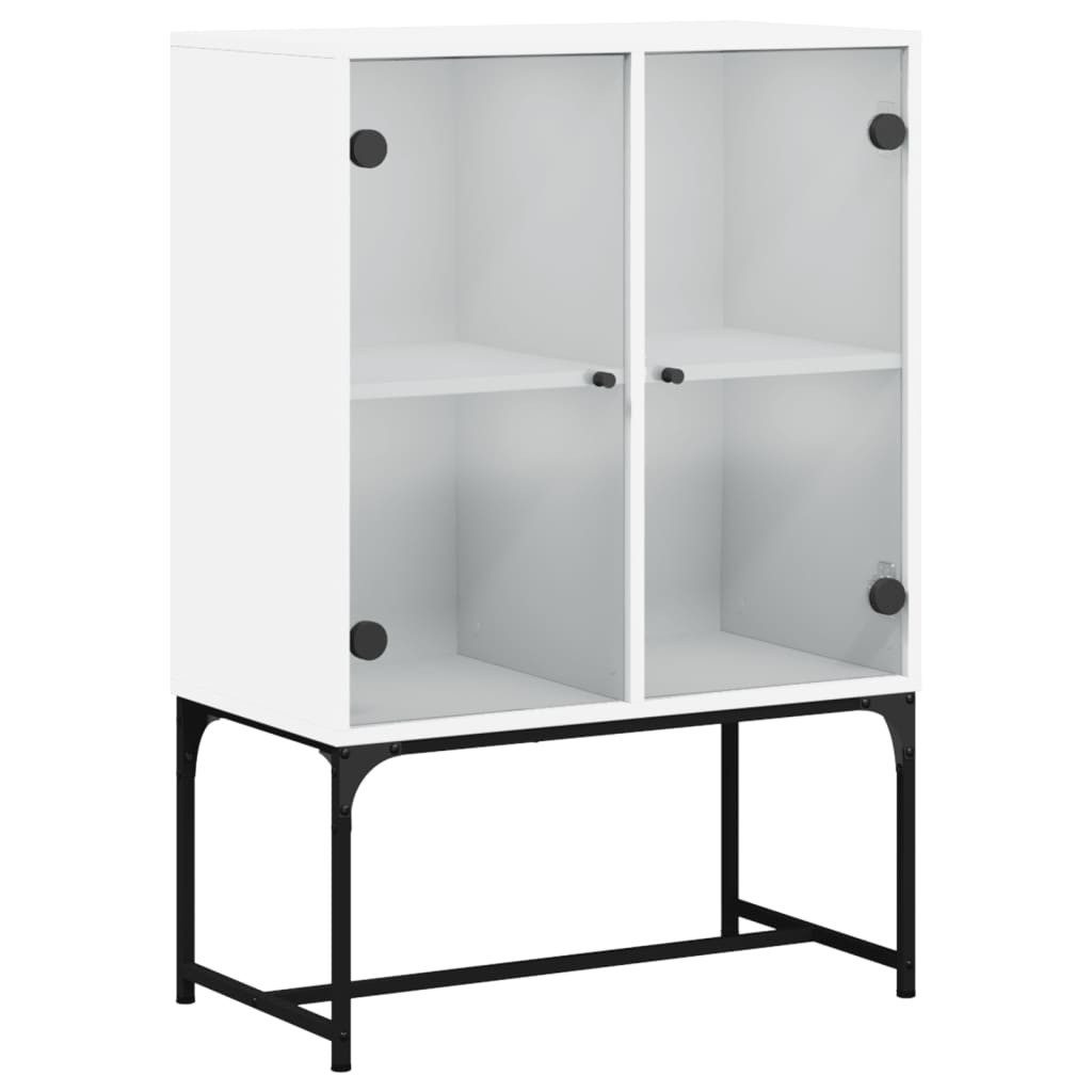 vidaXL Sideboard NA Beistellschrank Kommode Schrank mit Glastüren Weiß 69x37x100 cm