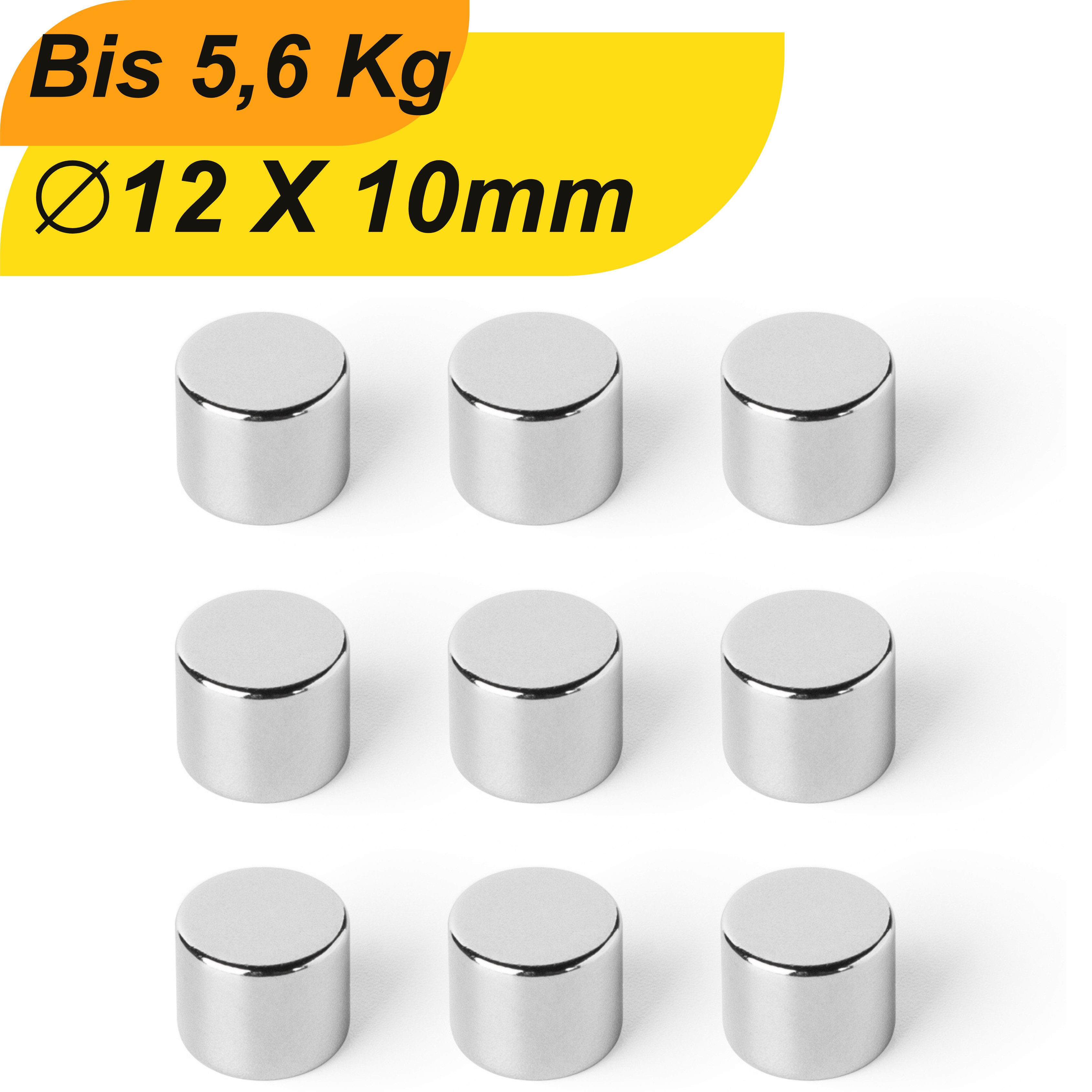 Magnet Neodym Magnet 12mm x 10mm Supermagnete hohe Haftkraft Scheibenmagnet