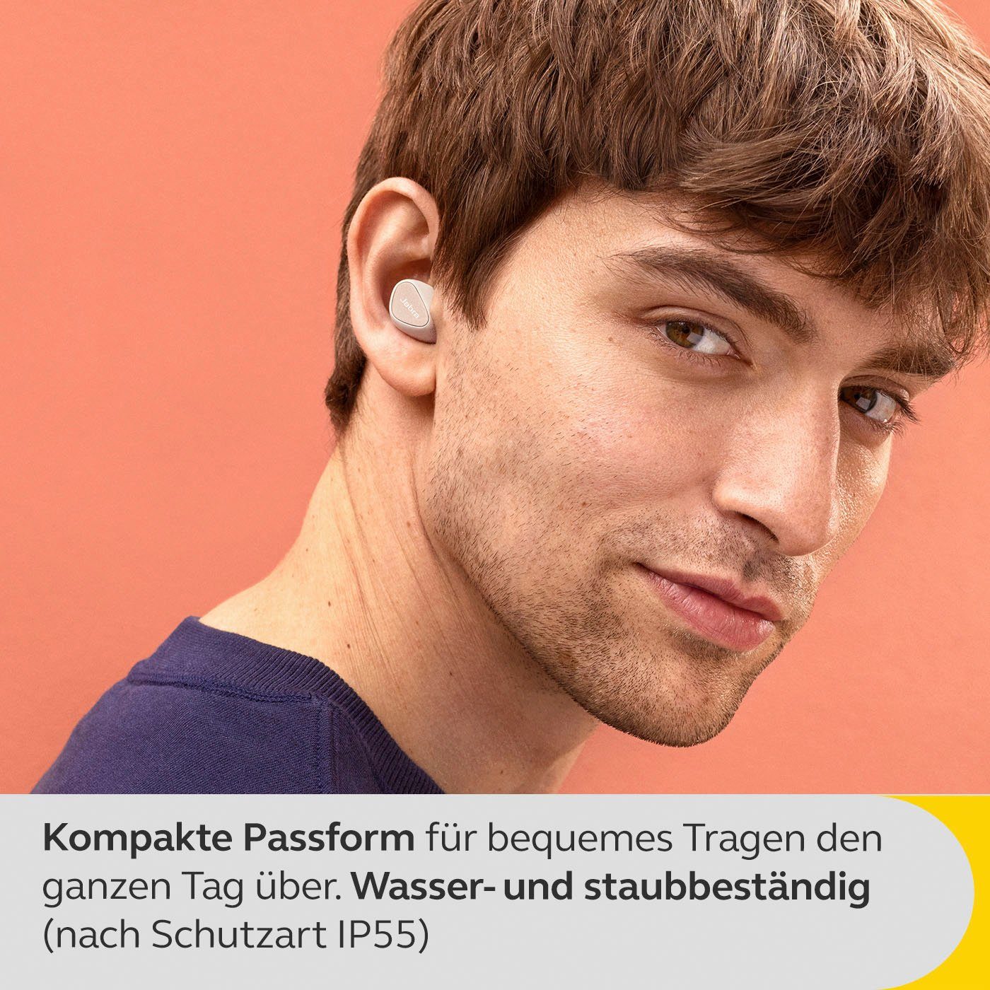 Bluetooth, Google Siri, In-Ear-Kopfhörer Jabra aktiver Cancelling Geräuschunterdrückung Alexa, Noise (ANC), wireless Assistant, mit 5 hybrider Gold/beige Elite (ANC) (Active