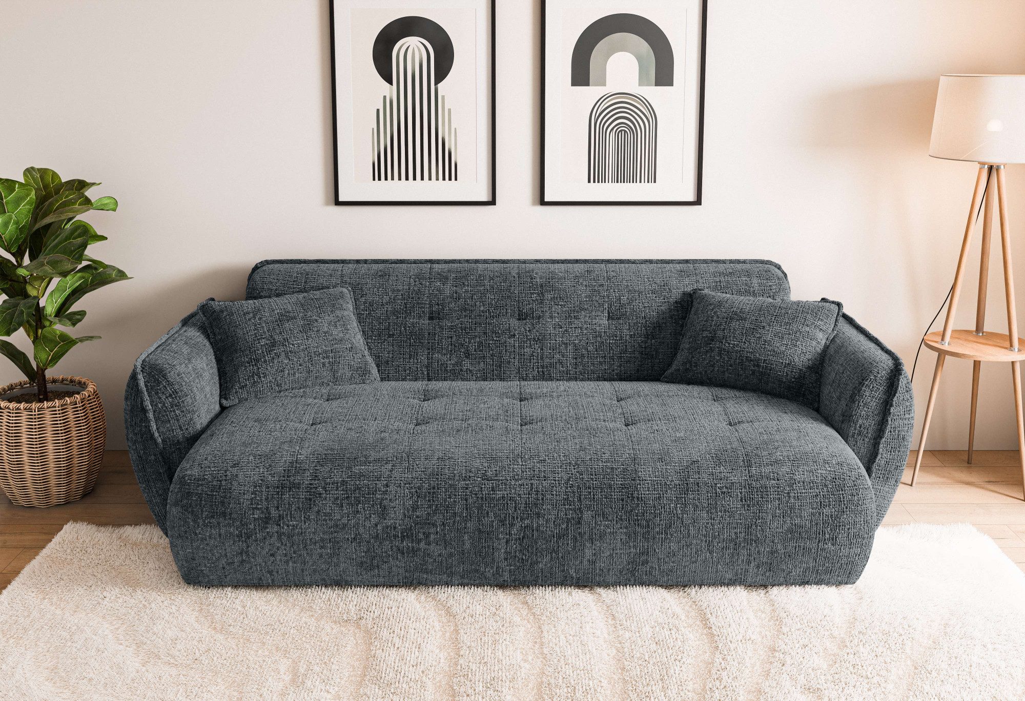 Home affaire Big-Sofa MIRELDA Design-Sofa mit Steppungen, hoher Sitzkomfort, Breite 251 cm, elegant und bequem, enthält 2 Zierkissen, belastbar bis 480kg