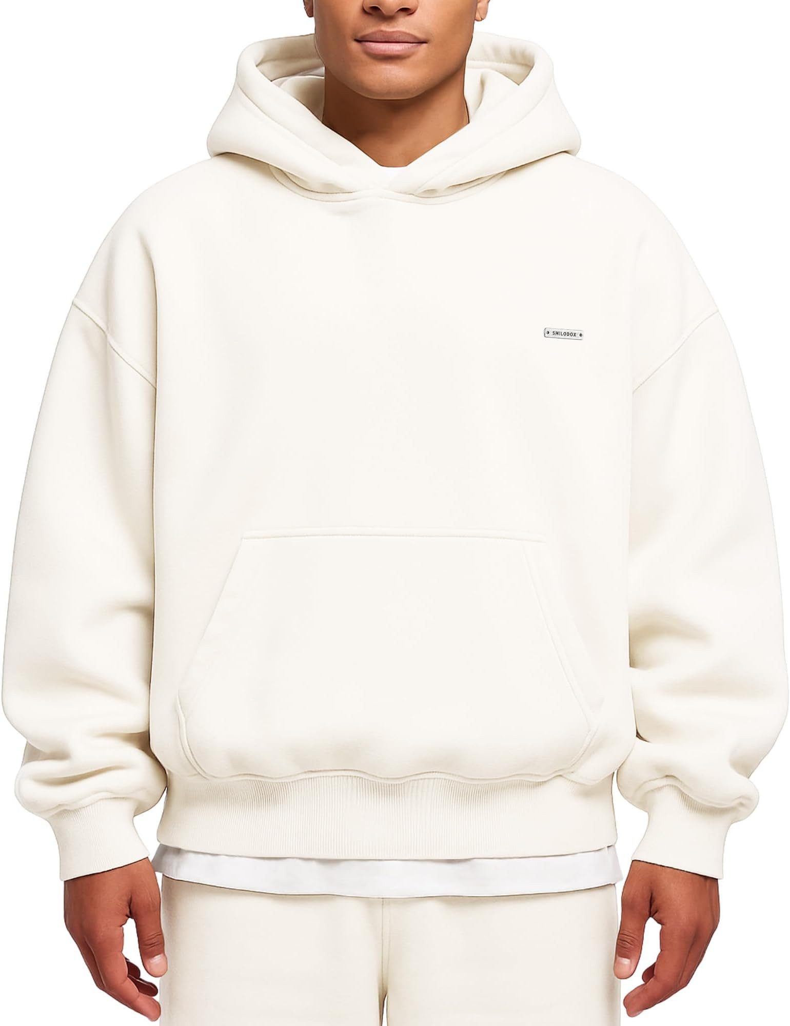 Smilodox Hoodie Dawson, Hochwertiger Kapuzenpullover im Oversize Fit, Sweatshirt Sweater Lässig Kängerutasche Metallabel hoher Baumwollanteil