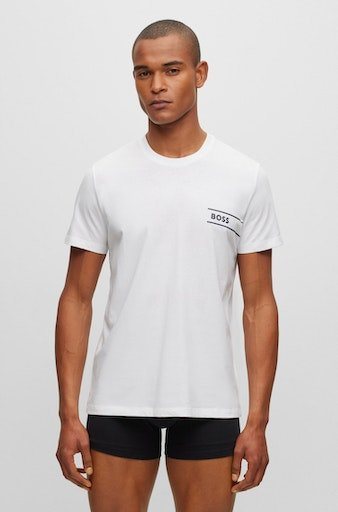 BOSS T-Shirt TShirtRN 24 mit Rundhalsausschnitt, Mit Logoschriftzug auf der  Brust & BOSS Markenlabel