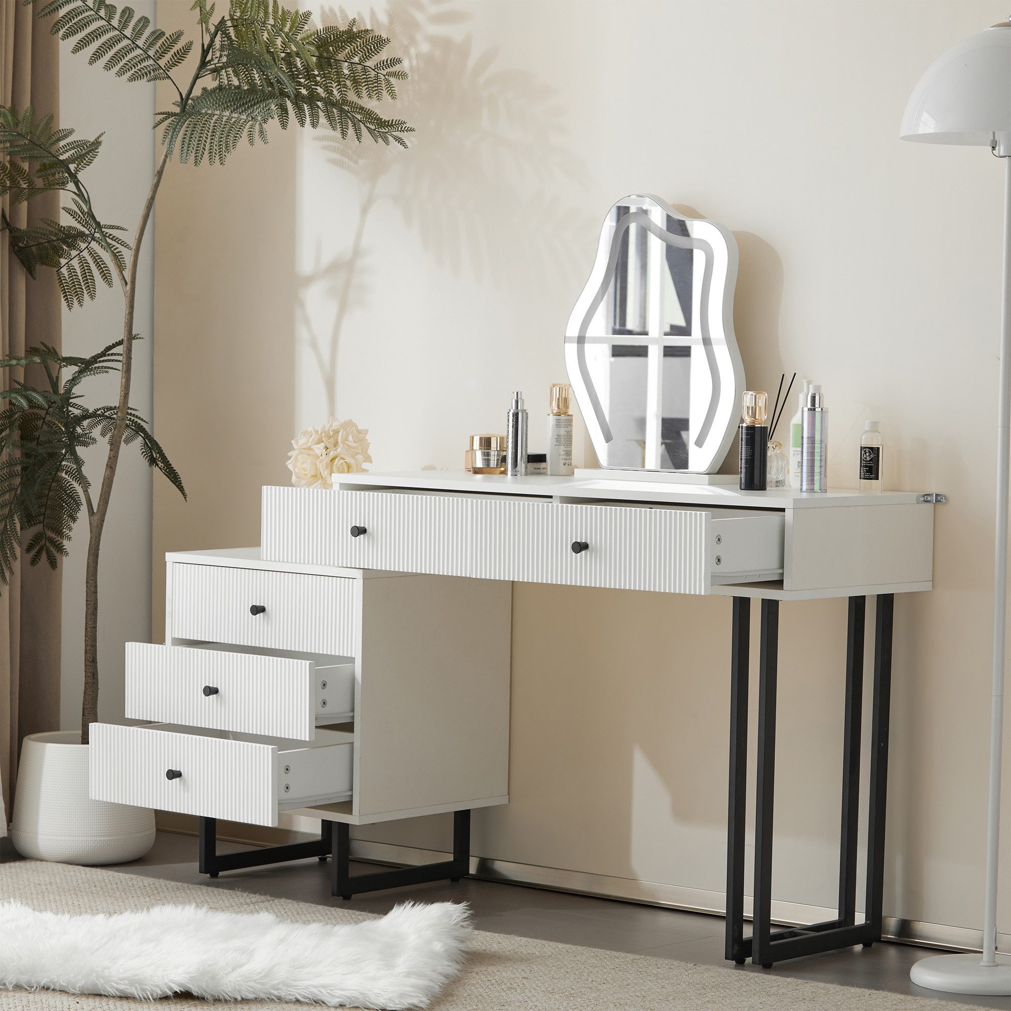 Merax Schminktisch Schminktisch mit LED Spiegel in Wolkenform, Kosmetiktisc günstig online kaufen